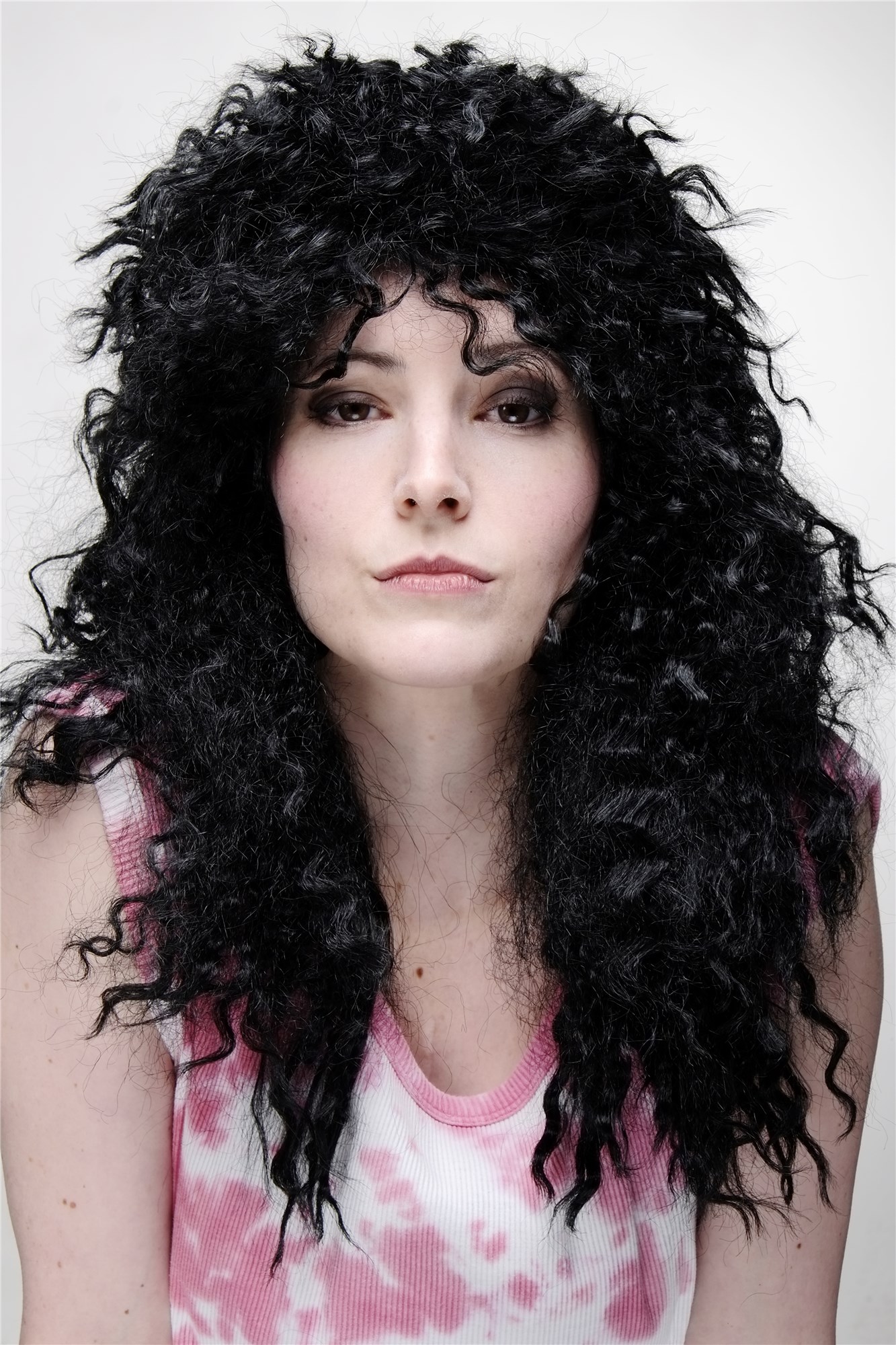 Party Wig, Unisex, Black, curled, long