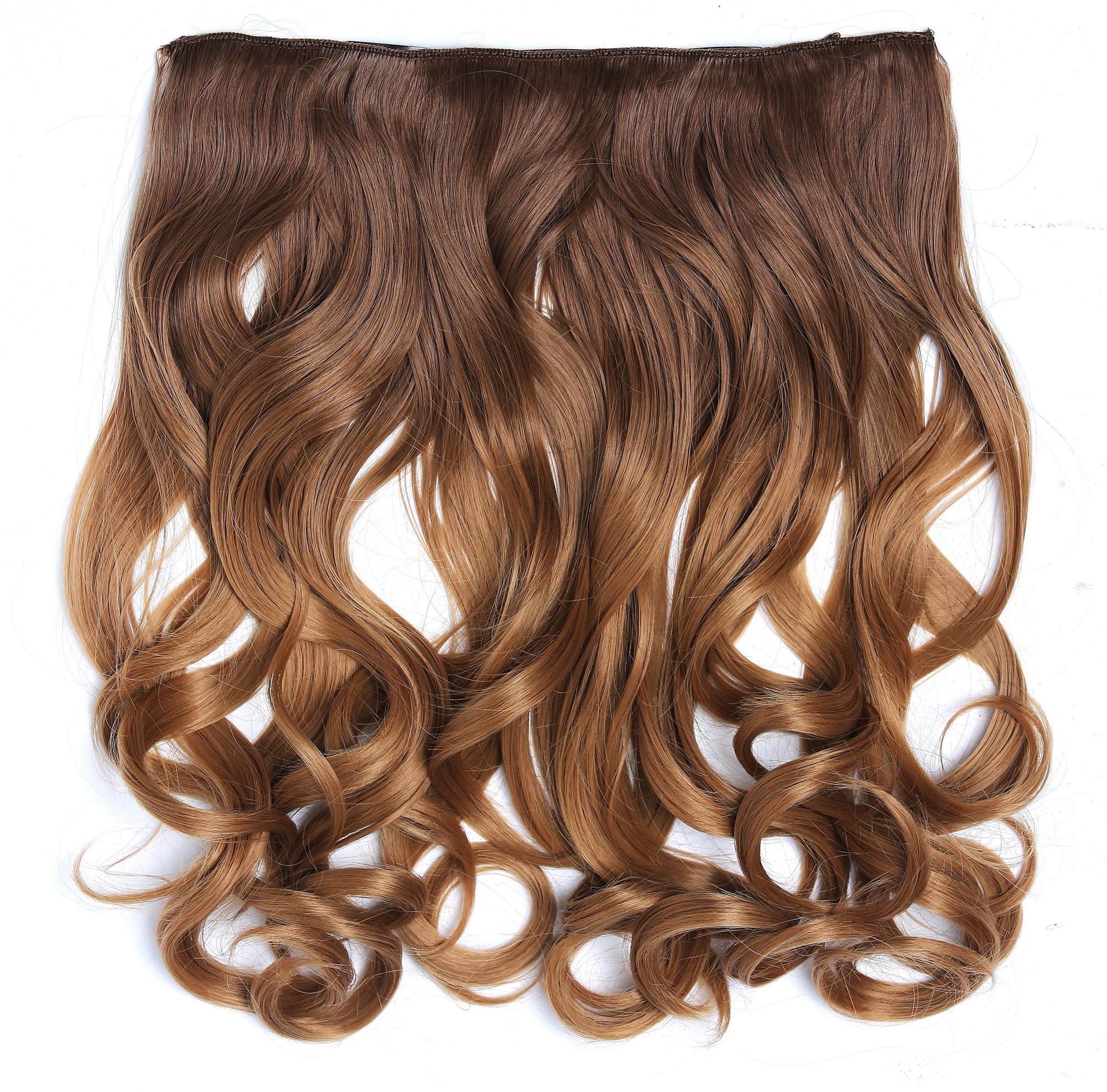 Clip-in Haarverlängerung Hinterkopf breit lockig Ombre Dunkelblond Honigblond CMT-863-053TT26, Vorderansicht, WIG ME UP: Ihr Perücken Online Shop lockige Halbperücke Blond-Mix 40 cm lang