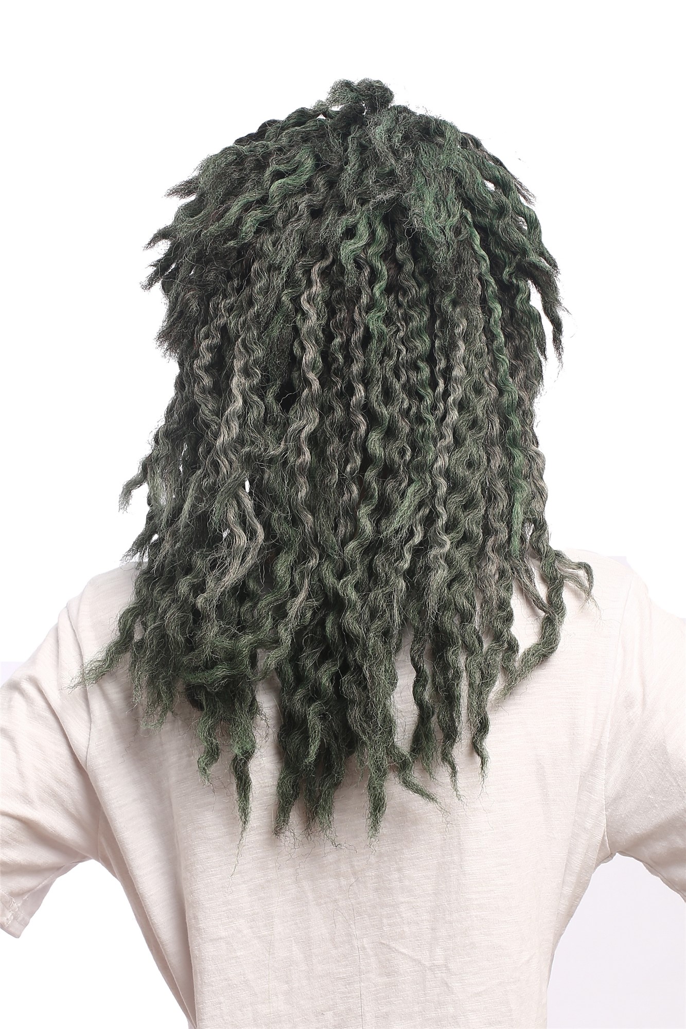 günstige Party Perücke, Perücke Grau Grün Rasta Neptun Nixe 90889-ZA1-ZA94A-ZA68E-ZA1, Ansicht 4, WIG ME UP: Ihr Perücken Online Shop lockige Party Perücke Grün schulterlange Haare Unisex