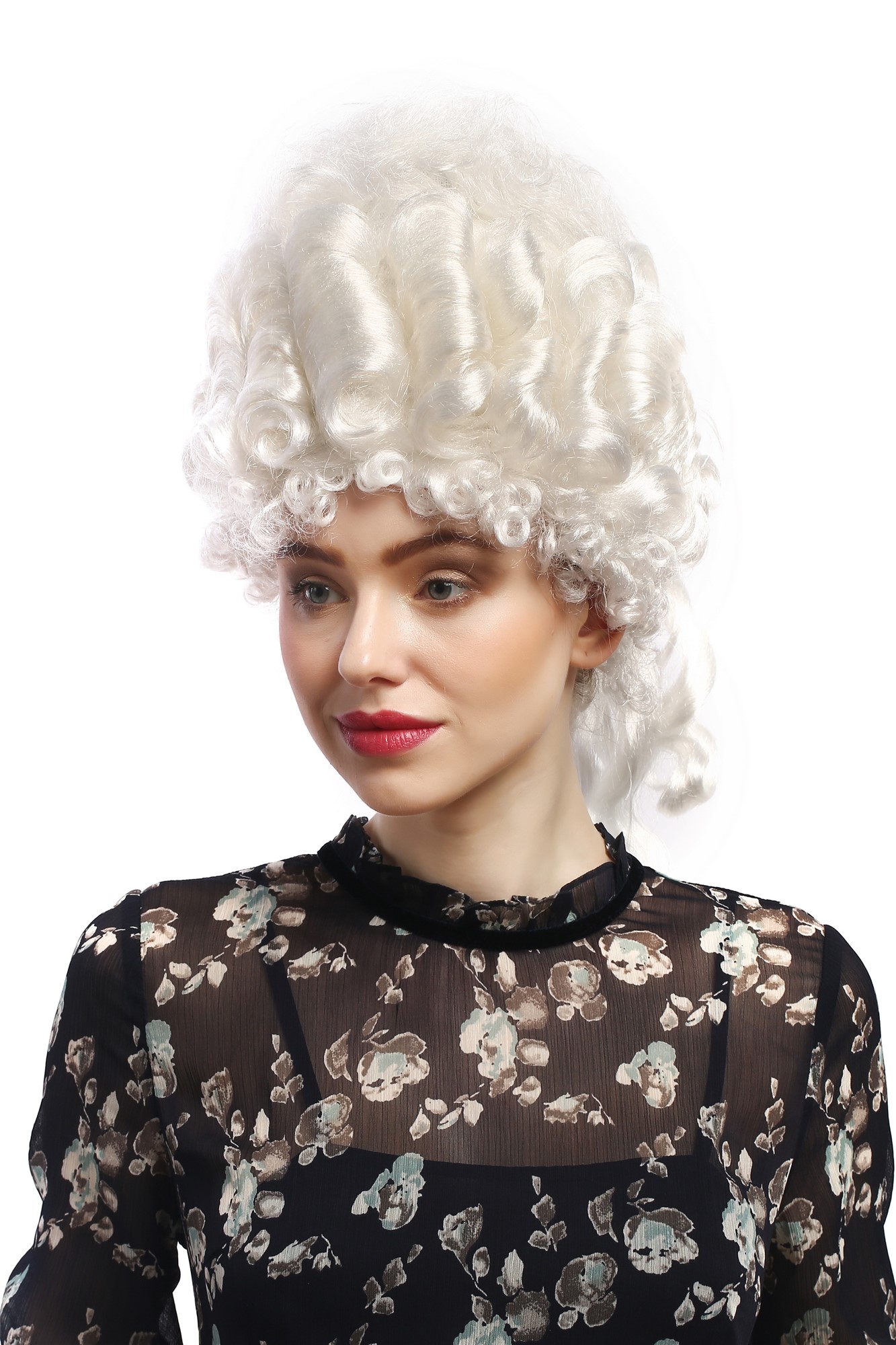 Lady Party Wig Fancy Dress Baroque Renaissance Beehive white Marie Antoinette Queen Aristocrat, view 2, WIG ME UP: Your Perücken Online Shop Party Wig, Ladies, White, curled, long