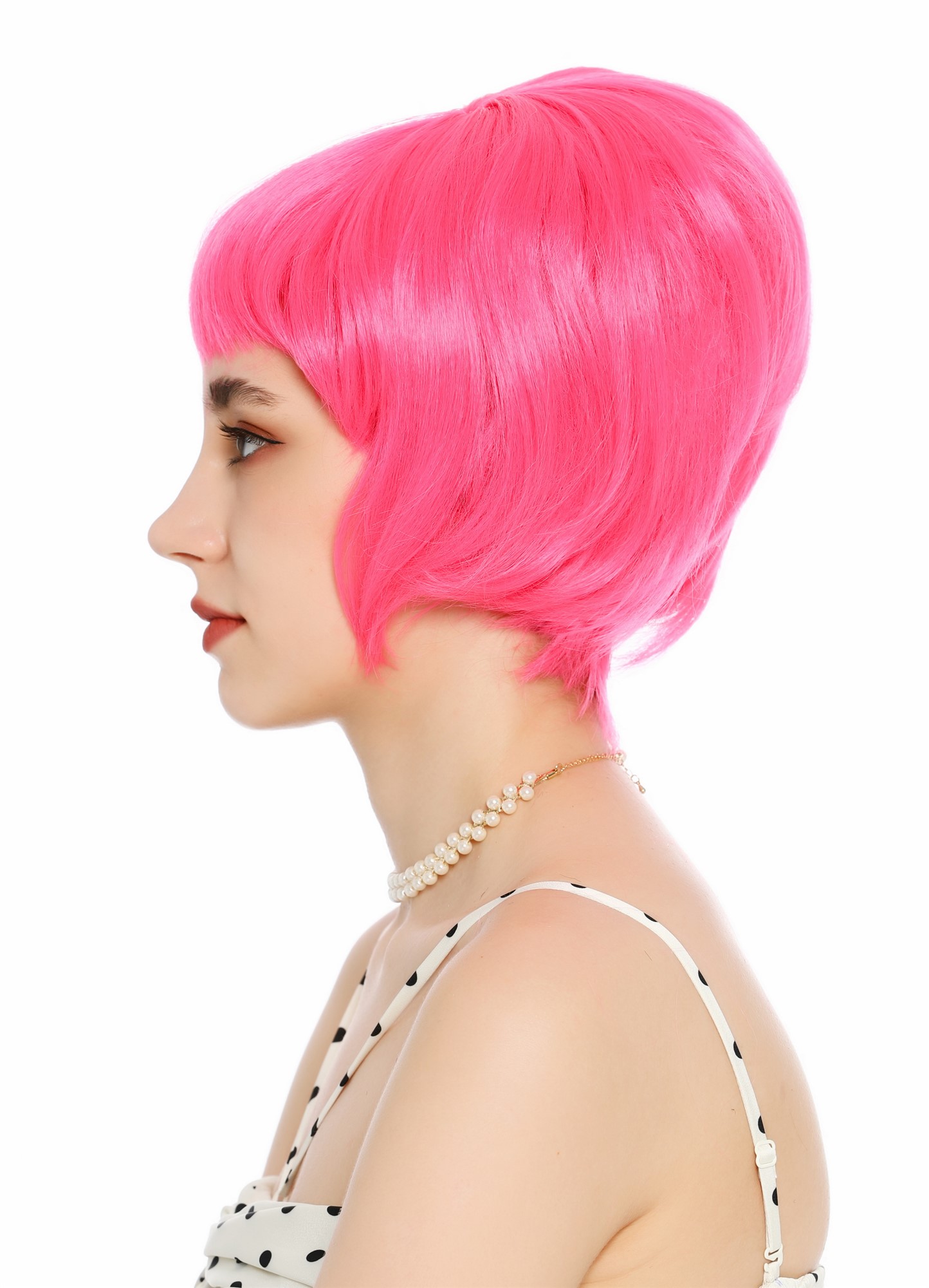 Perücke Damen Retro Vintage 50er 60er Beehive Turmfrisur hochtoupiert kurz Pony Rosa Pink VK-71-HTC11