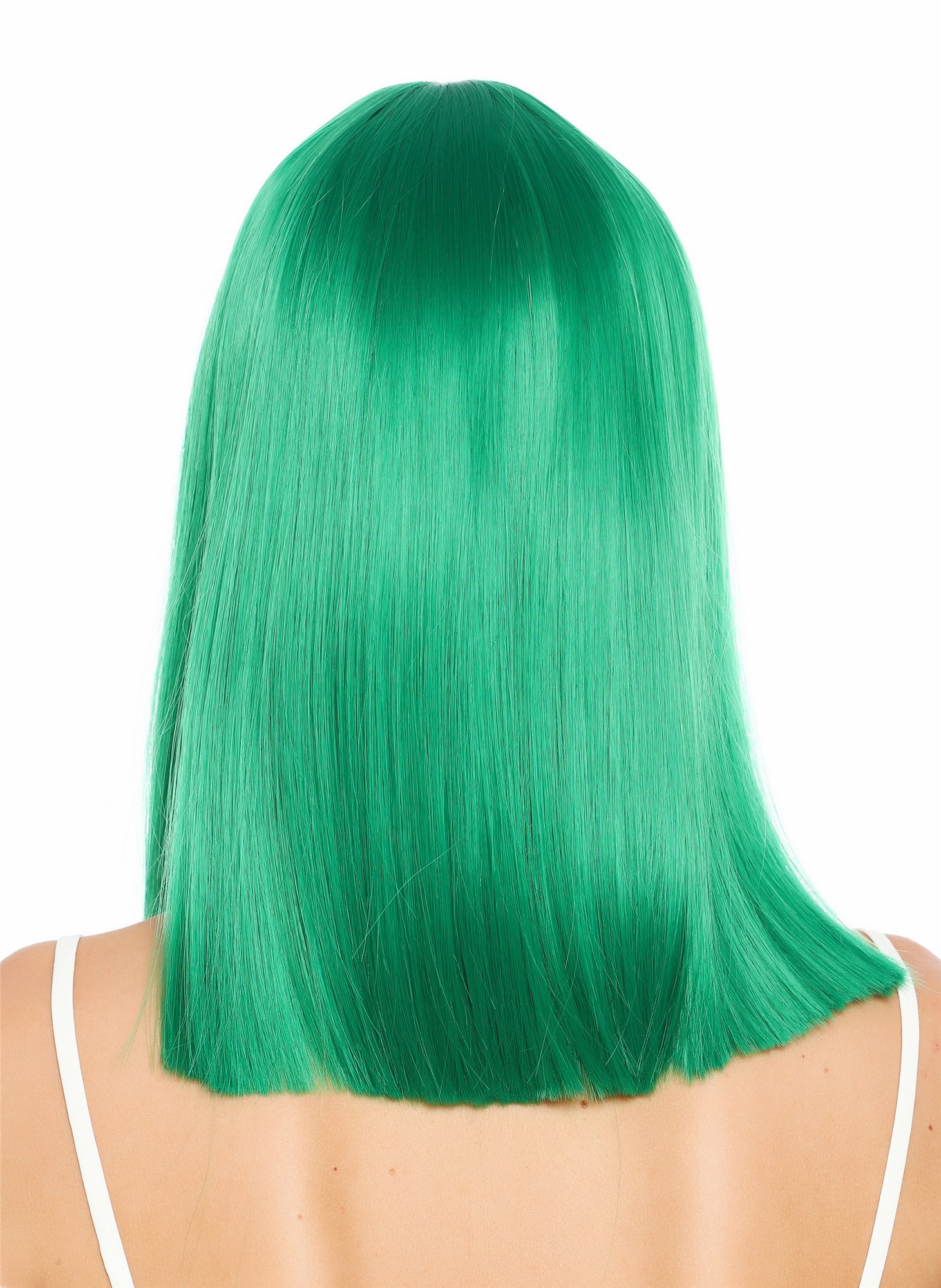 Damenperücke schulterlang blunt cut glatt breiter Pony Disco Grün SZL1498-DHTSTFG43