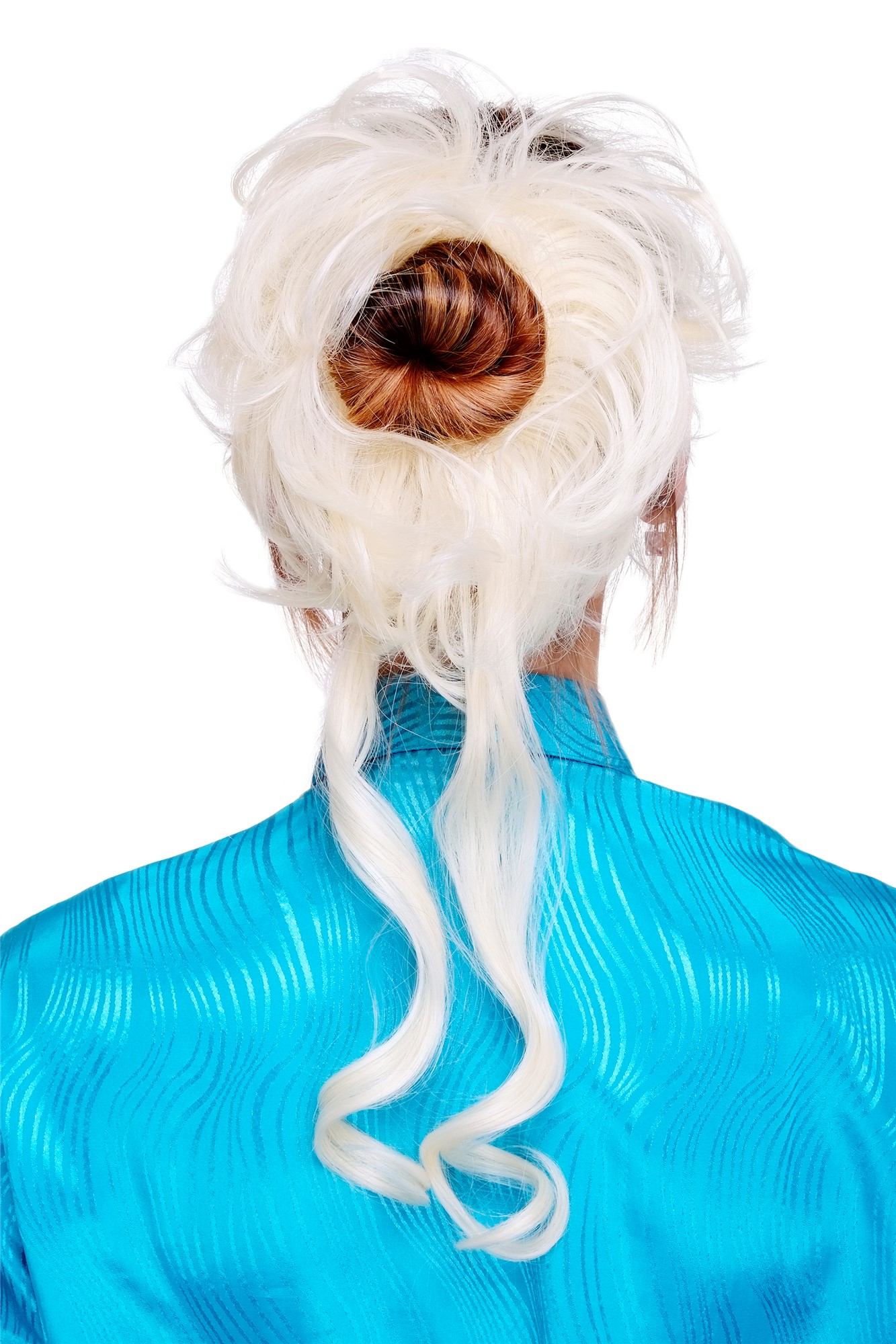 Hair Piece baroque voluminous wild curled scrunchy comb bright blonde YZF-3072HT, front view, WIG ME UP: Your Perücken Online Shop Ponytails, light blonde, curled, shoulder-length