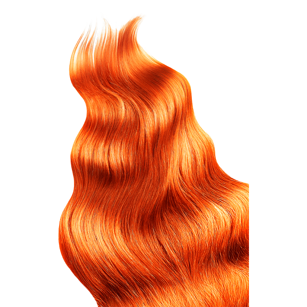 Rot-Orange wellige Haare
