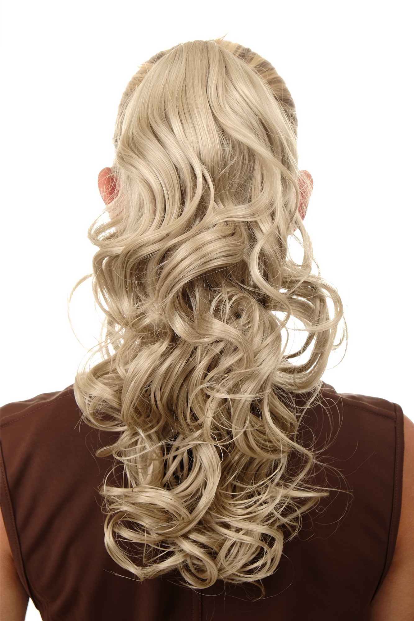 Ponytail Hairpiece Extension Clamp curly voluminous long bright blond SA080, view 2, WIG ME UP: Your Perücken Online Shop Ponytails, Blonde, curled, shoulder-length