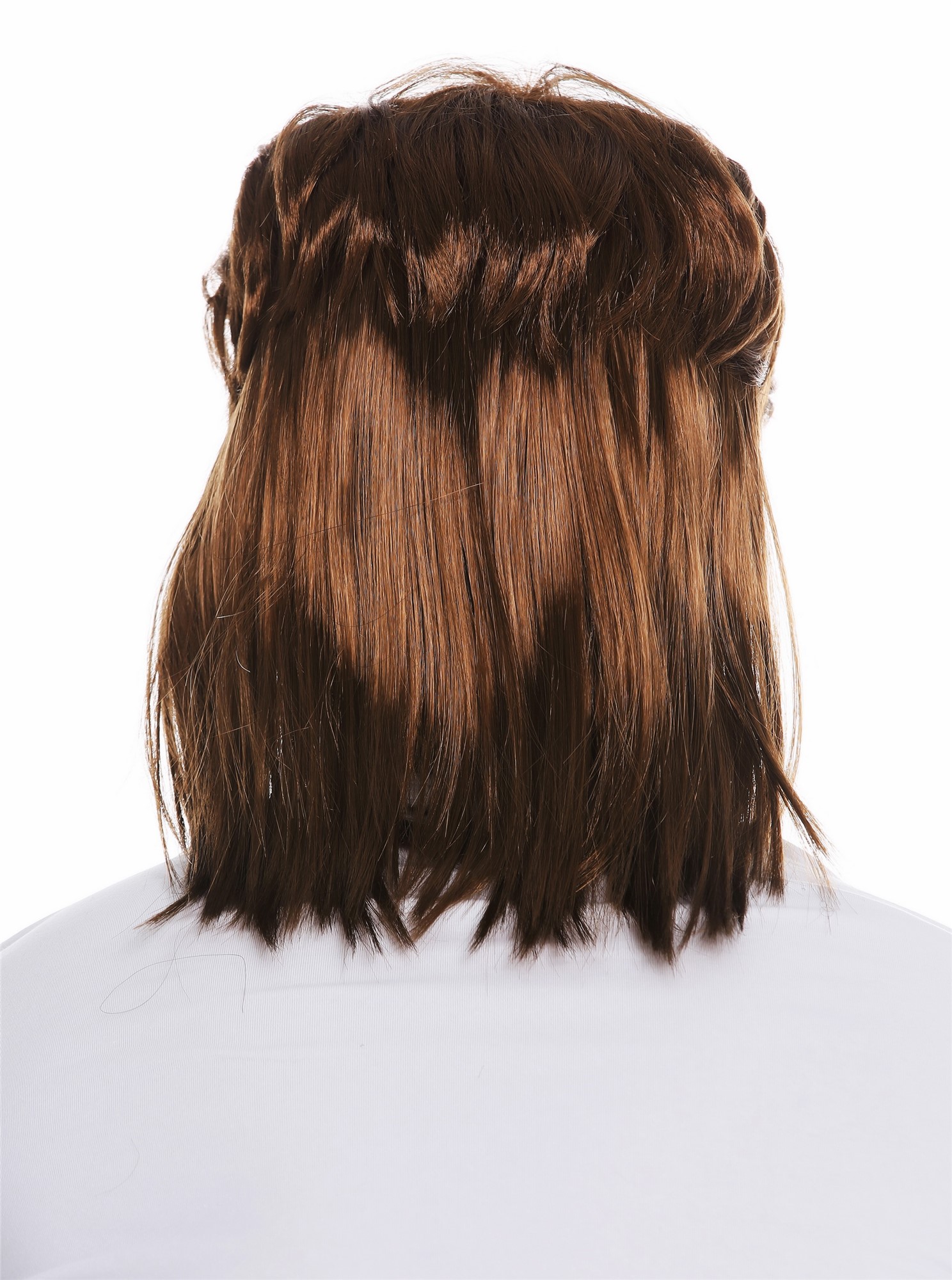 günstige Party Perücke, Perücke Bart Vokuhila Proll 80er Braun SARL062-P6, Ansicht 6, WIG ME UP: Ihr Perücken Online Shop glatte Party Perücke Goldbraun schulterlange Haare für Herren