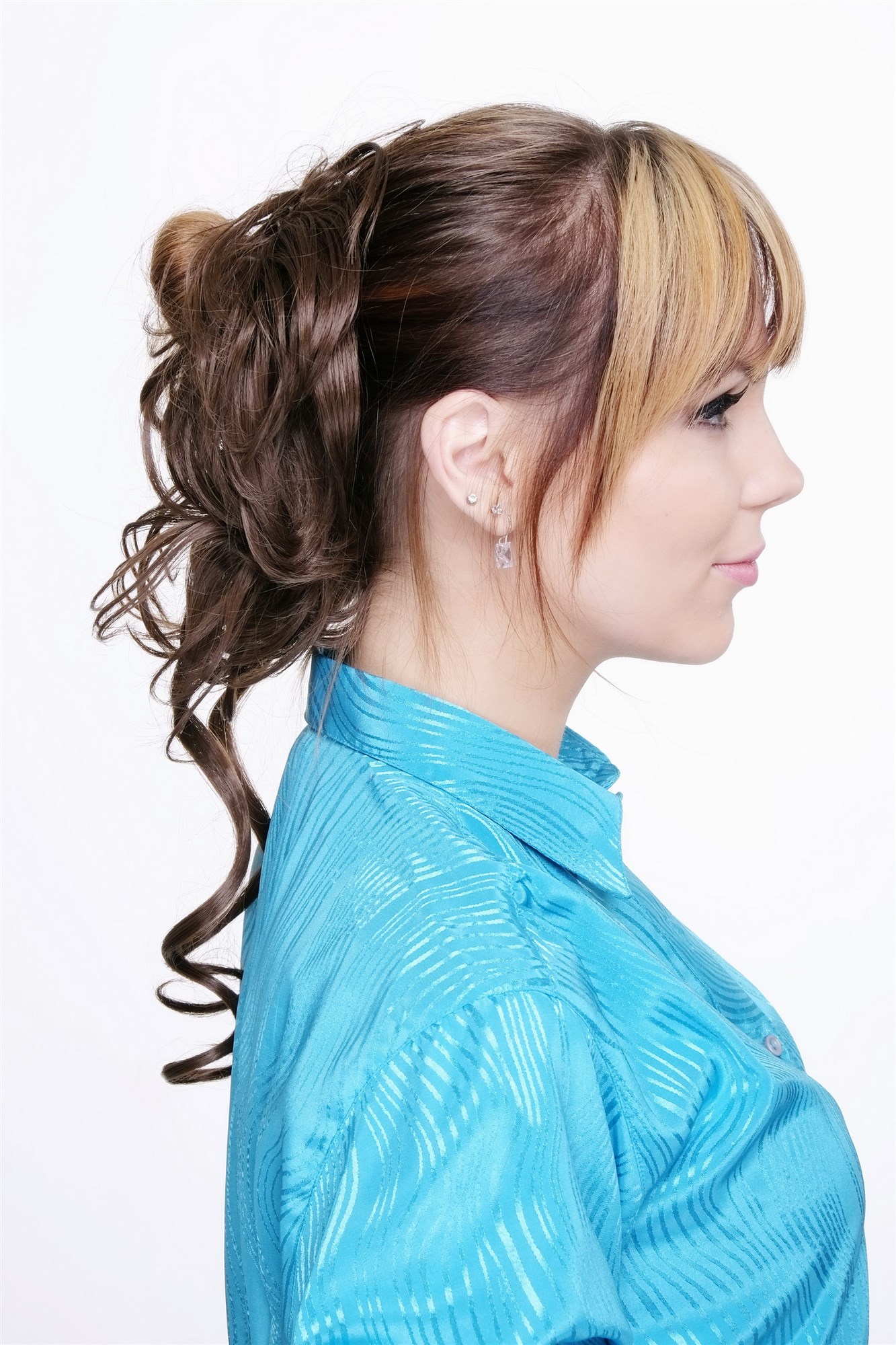 Hair Piece baroque voluminous wild curled scrunchy comb medium brown YZF-3072HT, view 3, WIG ME UP: Your Perücken Online Shop Ponytails, Brown, curled, shoulder-length