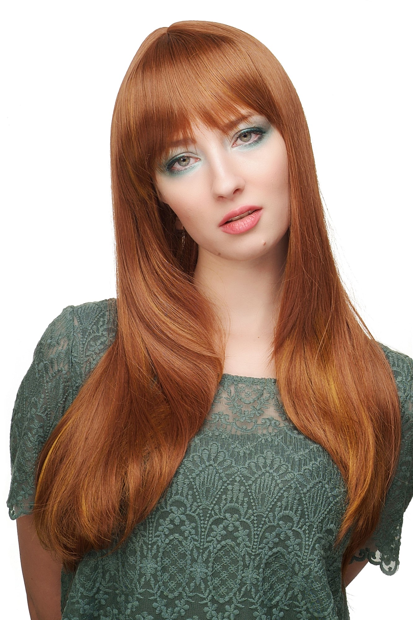 Quality Wigs, Ladies, reddish brown and dark golden blonde, straight, long