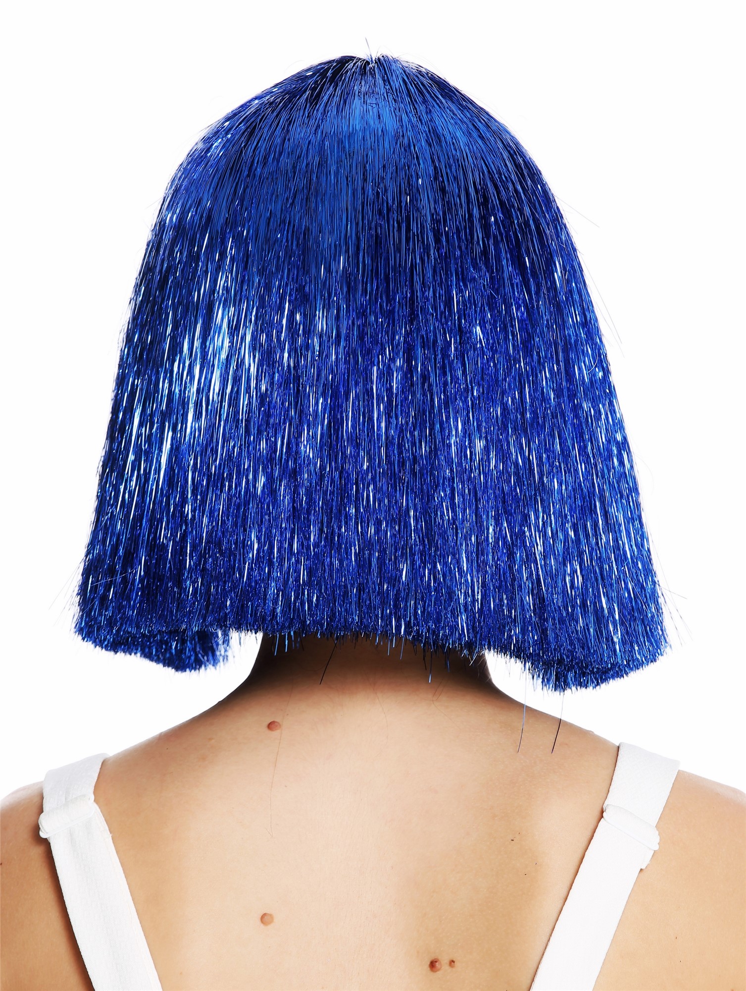 Women's wig sleek fringe bangs shoulder length blue tinsel glitter VK-42, view 4, WIG ME UP: Your Perücken Online Shop Quality Wigs, Ladies, neon blue, straight, shoulder-length