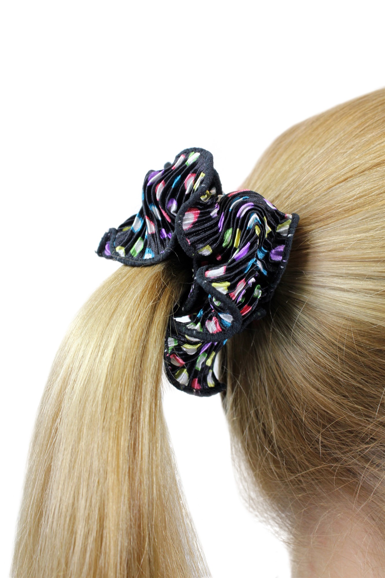 Haarband/Scrunchy 80ies Vintage bunt Z015, Vorderansicht, WIG ME UP: Ihr Perücken Online Shop Scrunchie Haar-Gummi