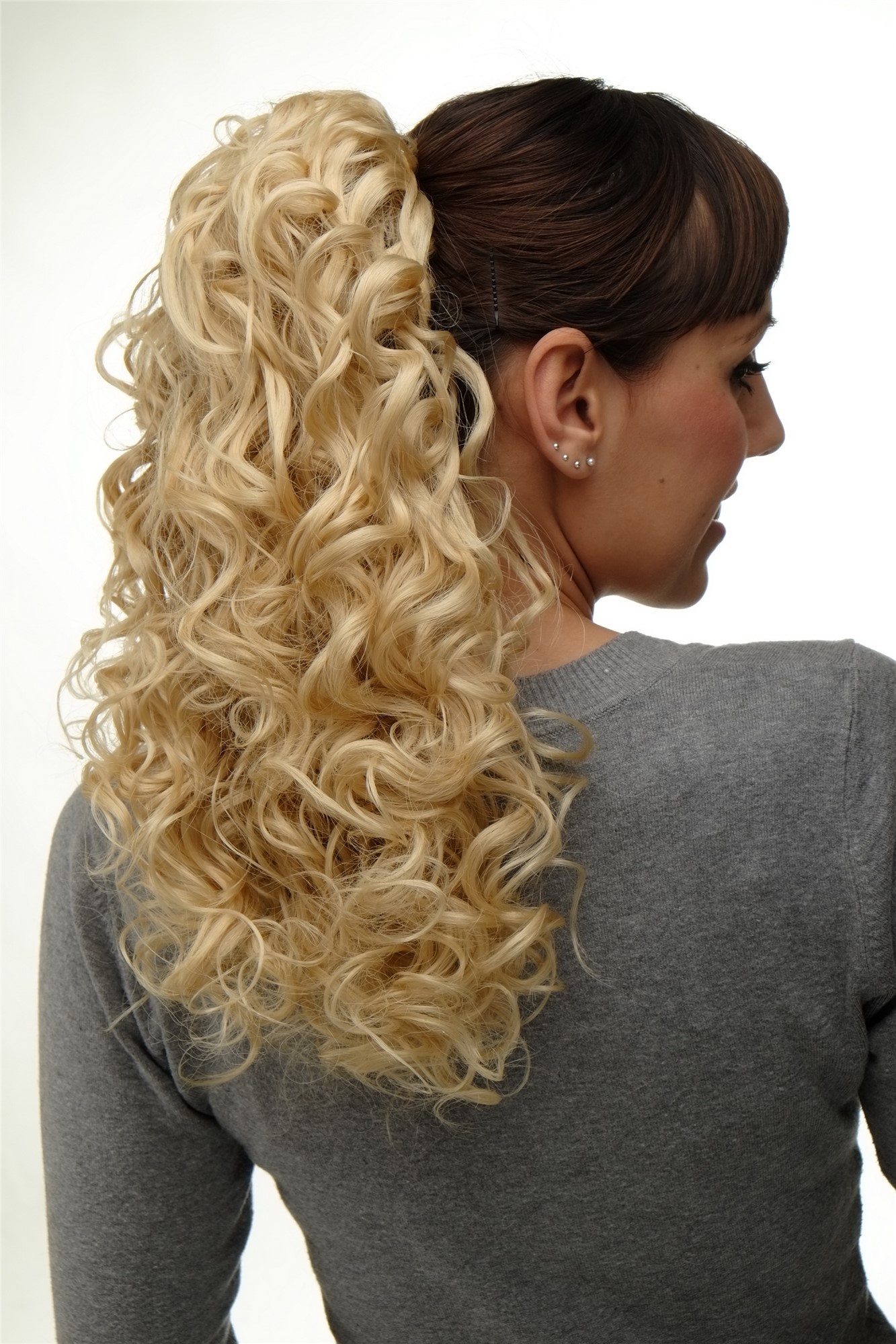 Hairpiece Ponytail with 2 combs/clips & elastic draw string long full curls voluminous golden blond, view 5, WIG ME UP: Your Perücken Online Shop Ponytails, golden-light blonde, curled, shoulder-length