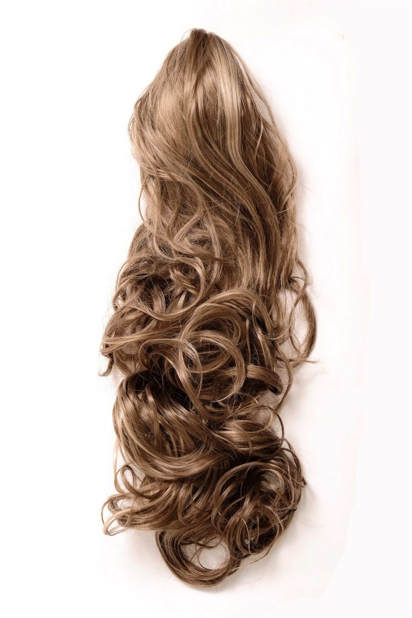 TYQ2169-14-26 Ponytail Hairpiece extension long voluminous wavy curled tips claw clamp light brown streaked blond highlights 22", view 3, WIG ME UP: Your Perücken Online Shop Ponytails, light brown-blonde mix, wavy, long