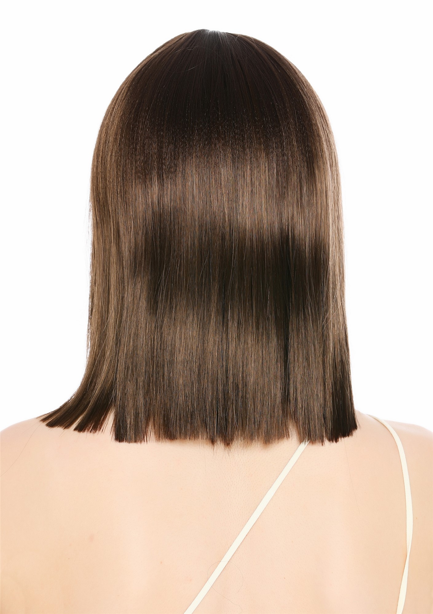 Perücke Damen Longbob glatt schulterlang Pony Clavi-Cut Braun Mittelbraun VK-64-8