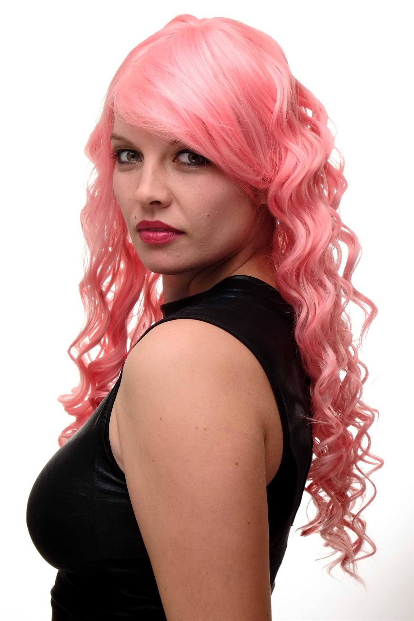 hochwertige Qualitätsperücken, Perücke Rosa lang Locken Scheitel GF-W2169-TF2317-T6141, Ansicht 3, WIG ME UP: Ihr Perücken Online Shop lockige Tressen-Perücke Rosa-Mix lange Haare für Damen