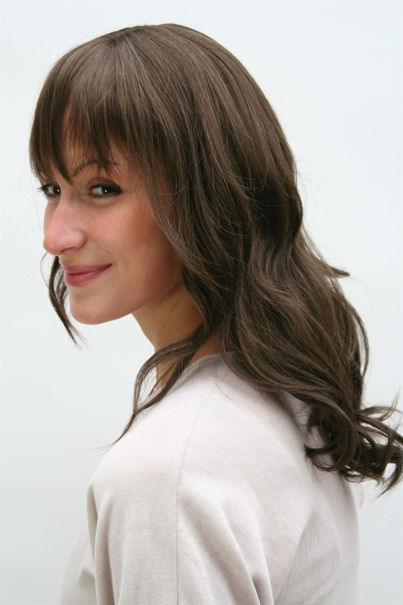 Lady women wig cute bangs fringe waved tips medium brown shoulder length 3020, view 4, WIG ME UP: Your Perücken Online Shop Quality Wigs, Ladies, Brown, wavy, long