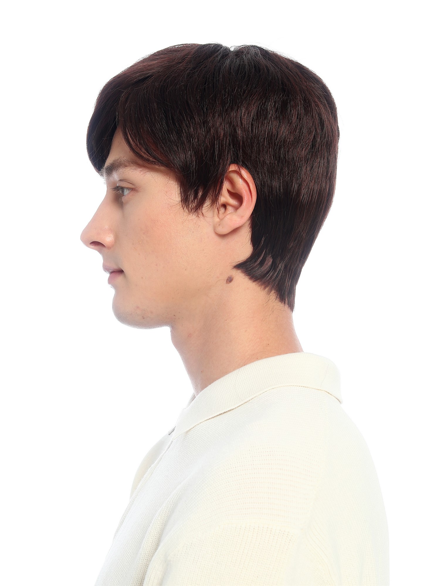 Perücke Herren Damen unisex Seitenscheitel kurz glatt Mahagoni Braun SZL0677-DHT4/33