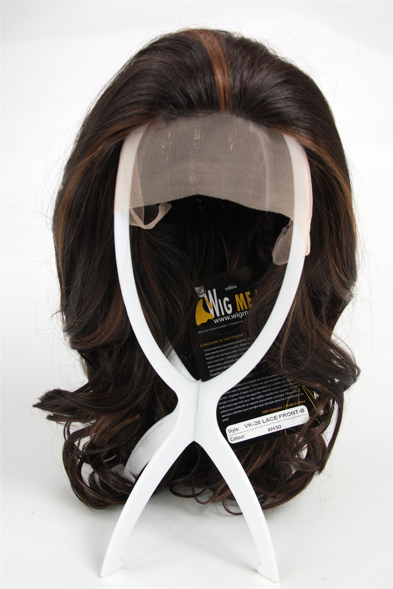 Lady wig lace front long voluminous curly brown copper brown highlights VK-26-LF, view 5, WIG ME UP: Your Perücken Online Shop Quality Wigs, Ladies, brown mix, curled, long