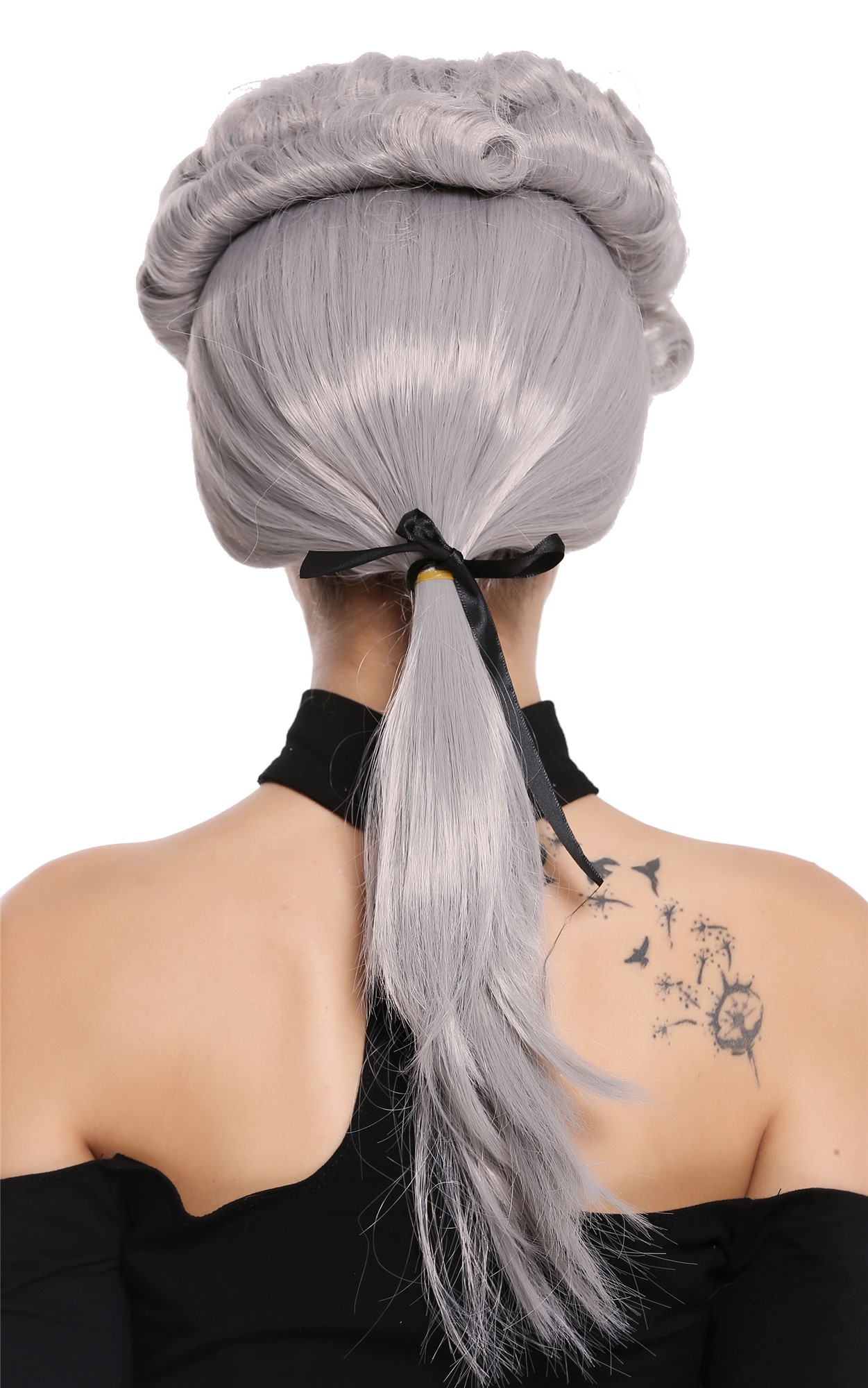 Party wig men baroque Lord Judge Poet Noble dark grey gray curls ponytail DH1126, view 8, WIG ME UP: Your Perücken Online Shop Party Wig, Men, Grey, curled, shoulder-length