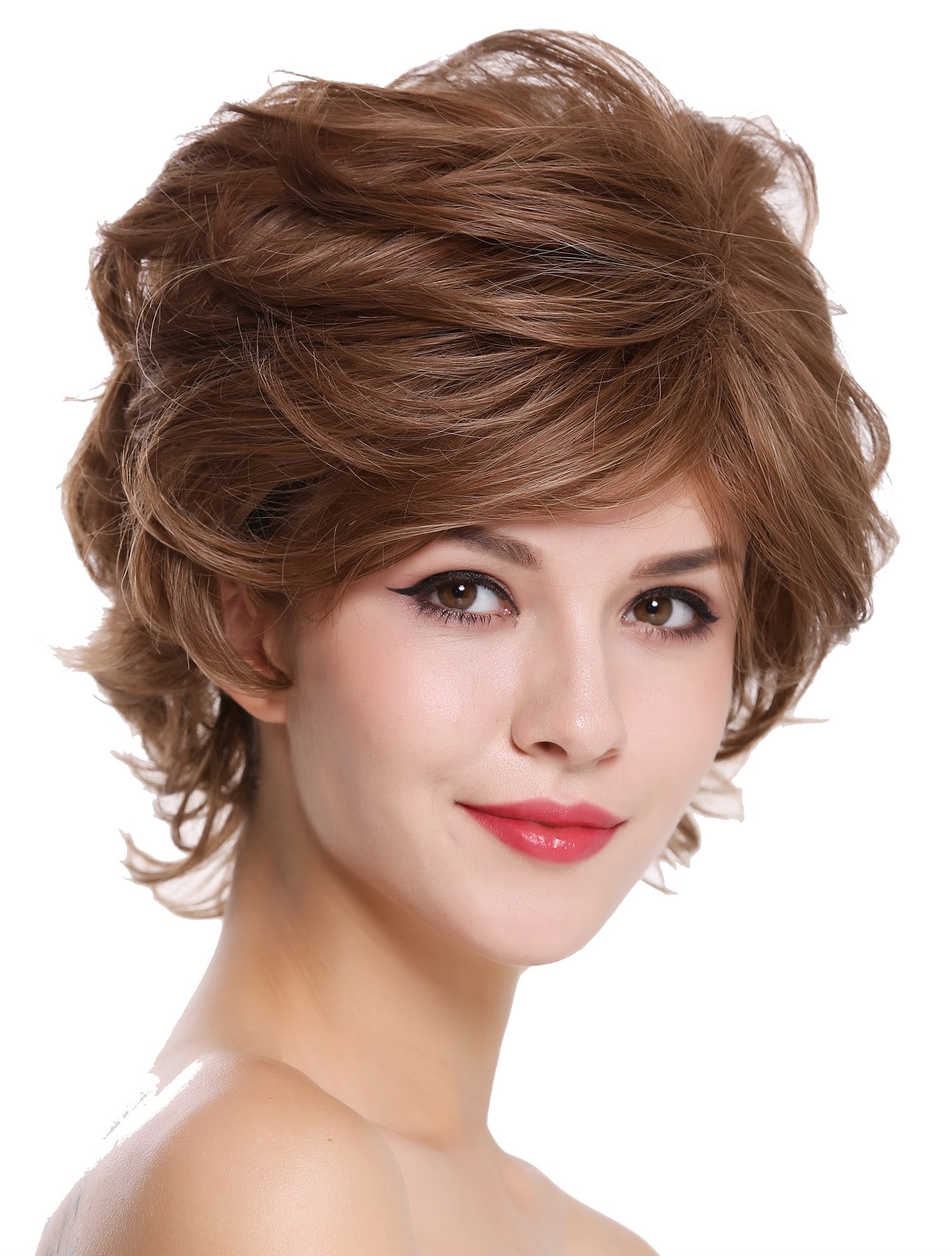 hochwertige Qualitätsperücken, Perücke Kurz Wild Strähnen Hellbraun Blond DM02-12H24, Ansicht 2, WIG ME UP: Ihr Perücken Online Shop wellige Tressen-Perücke Goldbraun-Aschblond-Mix kurze Haare für Damen