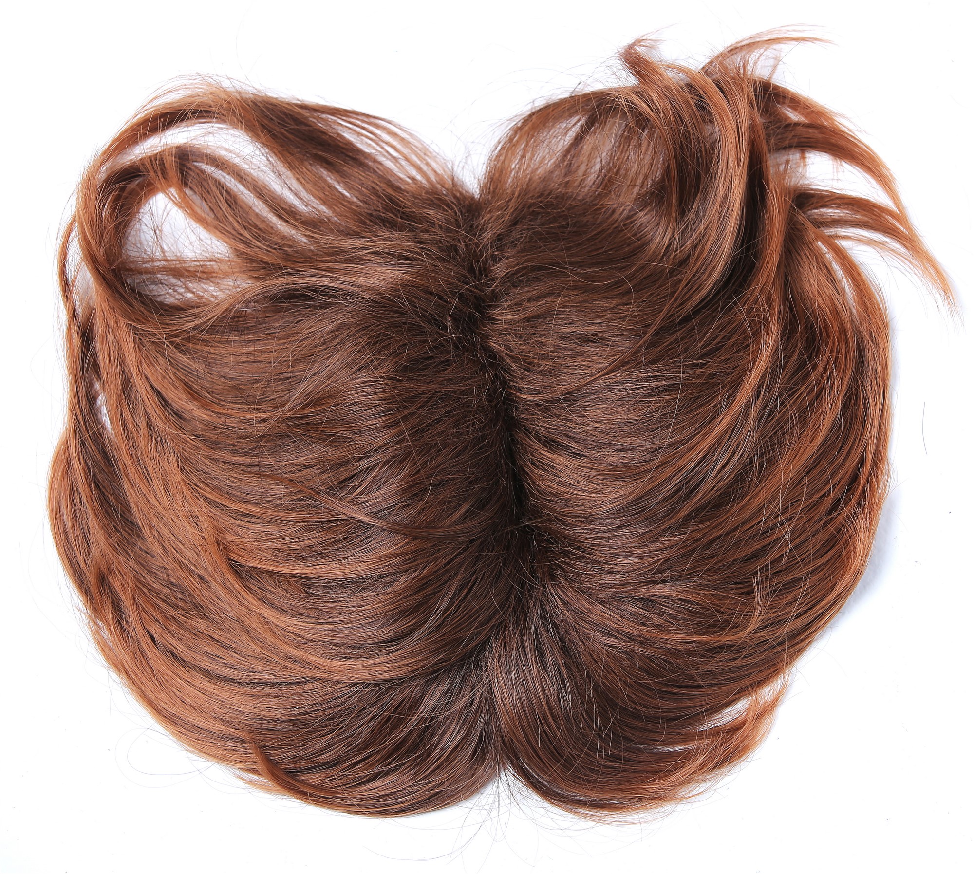 Haarteil Toupet Clips Braun Rotbraun Gesträhnt TYP-432-10BTM30, Vorderansicht, WIG ME UP: Ihr Perücken Online Shop Toupet wellig Braun-Blond-Mix 22 cm