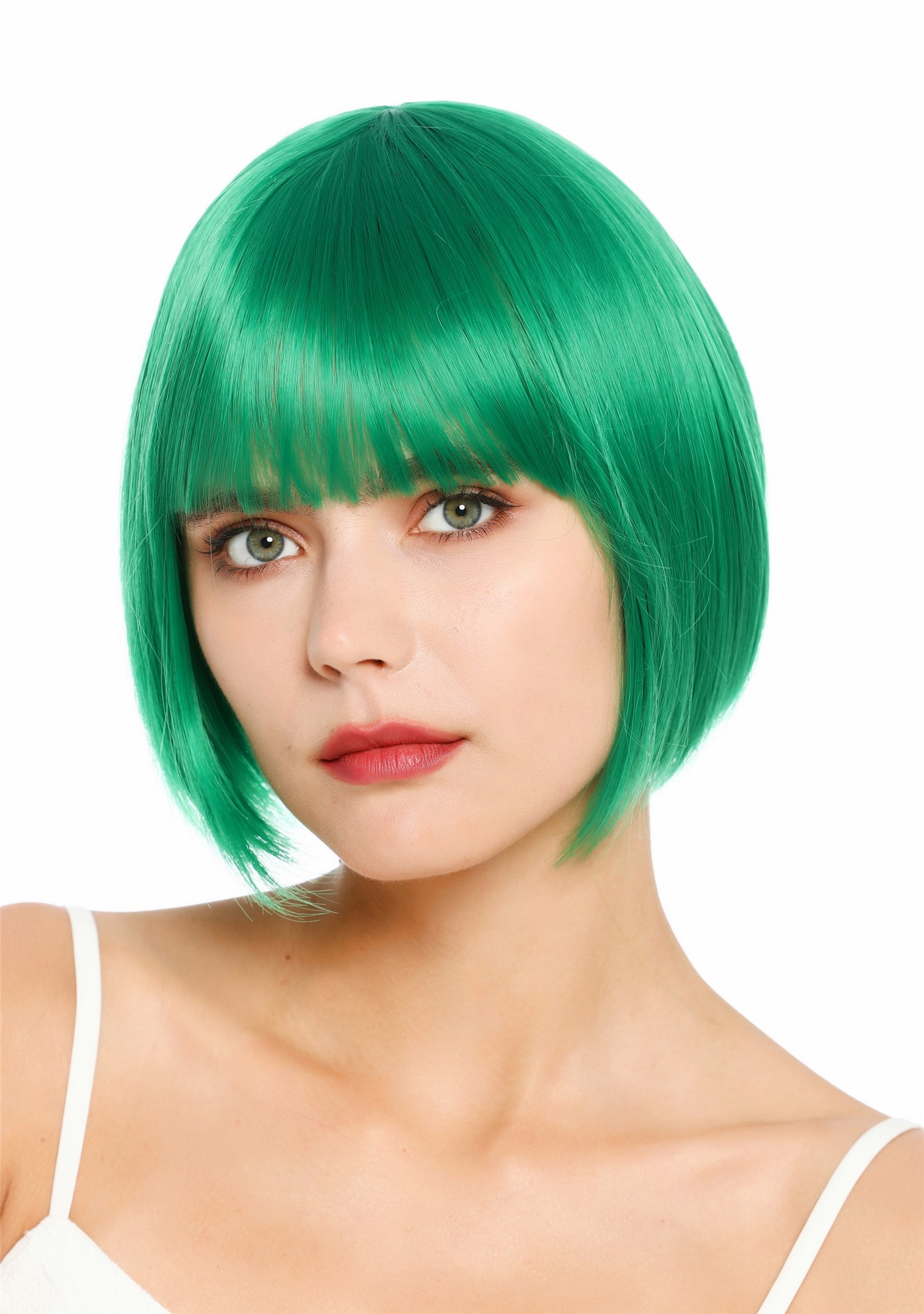 Damenperücke kurz Bob Pony glatt helles Grün SZL0751-DHTSTFG43