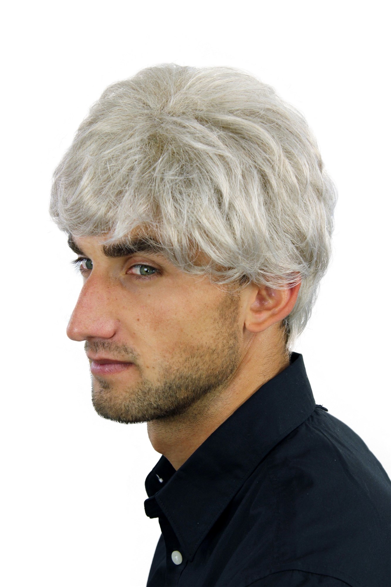 WL-2106-51 Men Gents Lady Women  Wig short very dense & full silvery grey hair, view 4, WIG ME UP: Your Perücken Online Shop Quality Wigs, Men, Grey, straight, short