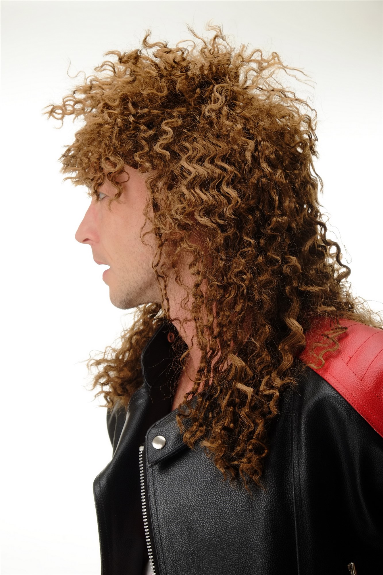 BW563-P6 Wig Ladies Men Halloween Carnival curly wild long massive volume brown Hardrock Metal, view 2, WIG ME UP: Your Perücken Online Shop Party Wig, Unisex, golden brown, curled, long