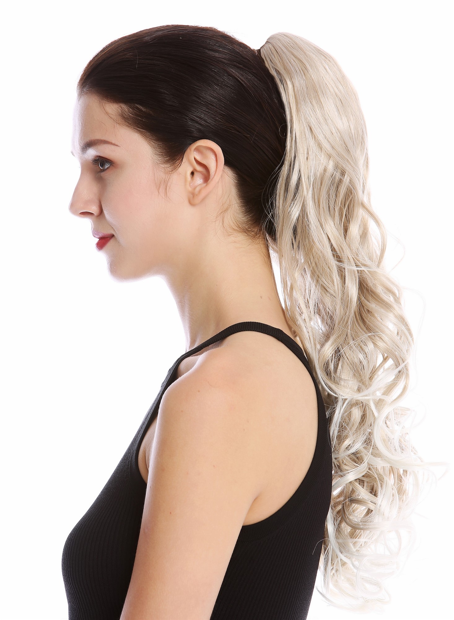 Ponytail long voluminous curled wild straggly wet look blonde streaked mix DM44, view 3, WIG ME UP: Your Perücken Online Shop Ponytails, blond mix, curled, long