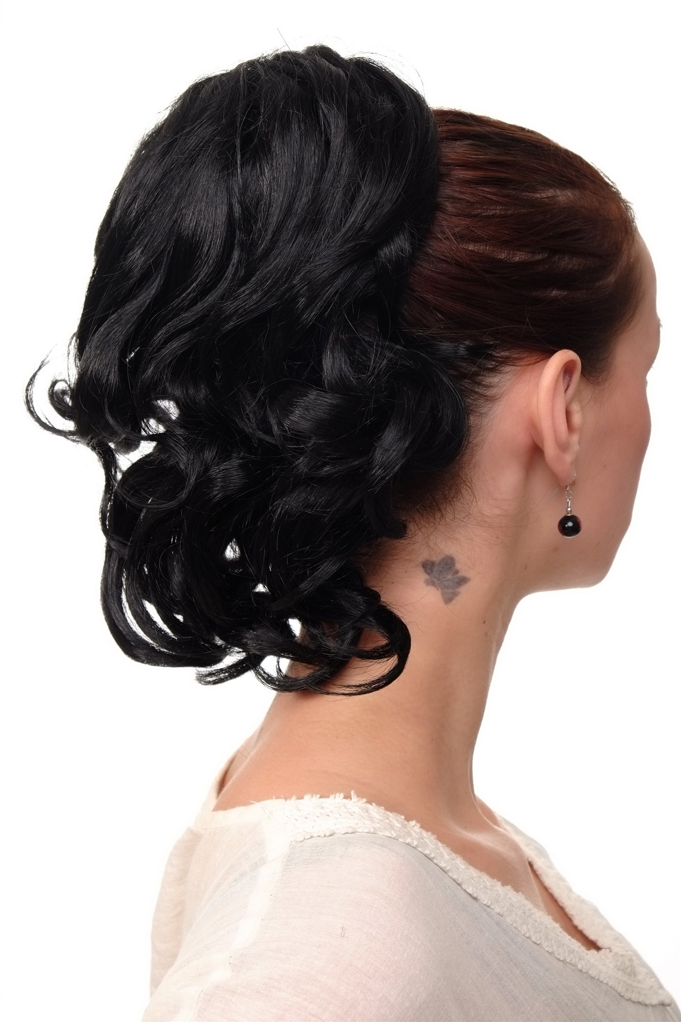 Ponytails, Black, wavy, shoulder-length