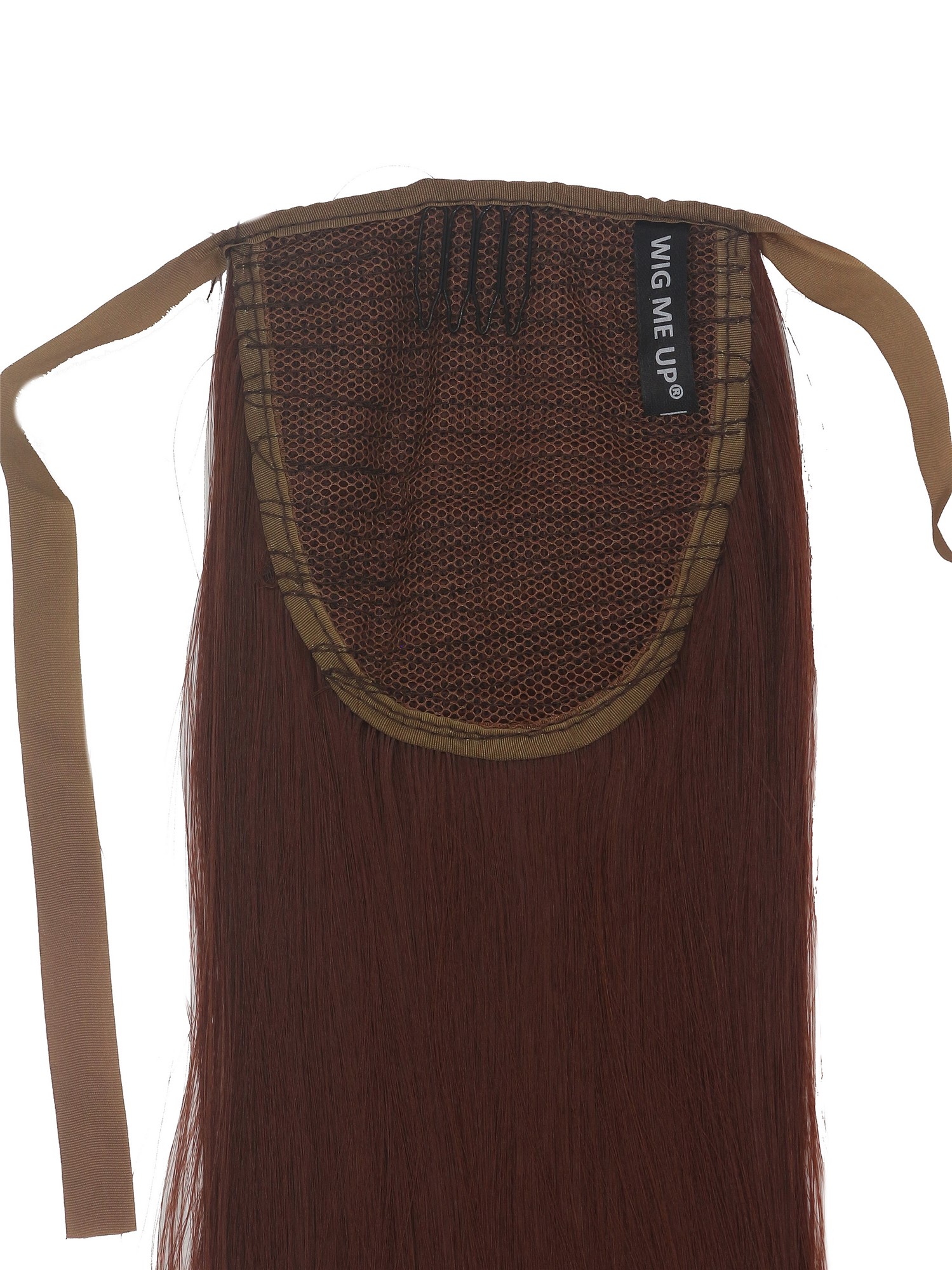 Ponytail Hairpiece comb ribbon wrap-around long smooth dark red brown YZF-1094S, view 5, WIG ME UP: Your Perücken Online Shop Ponytails, golden-reddish brown, straight, long