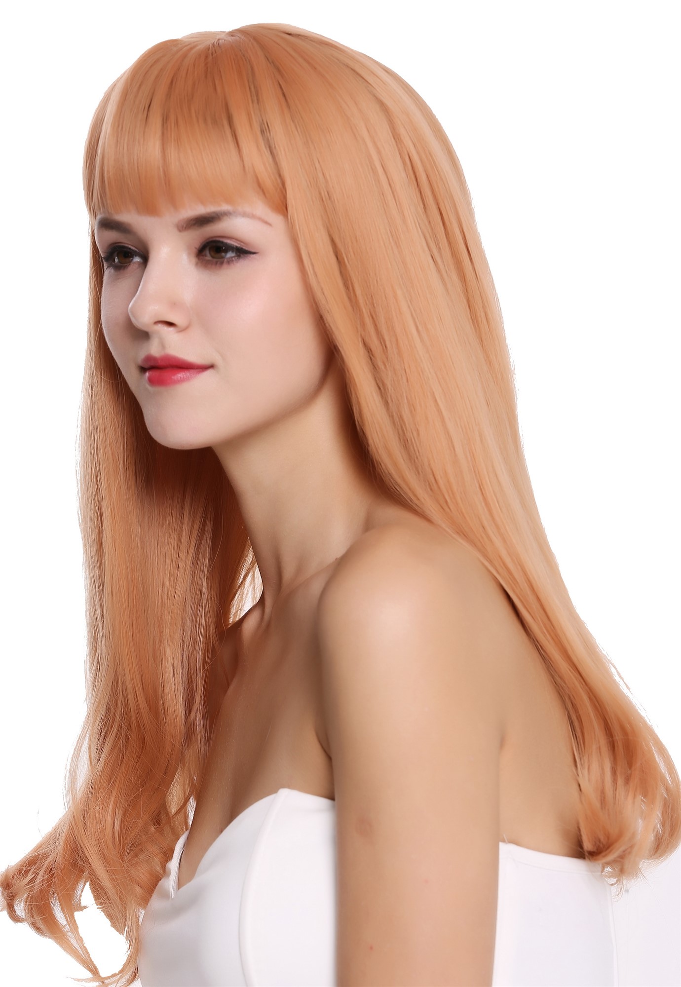 Women's wig lady long sleek wavy hair tips reddish blonde orange red DL047, view 3, WIG ME UP: Your Perücken Online Shop Quality Wigs, Ladies, orange-red, straight, long
