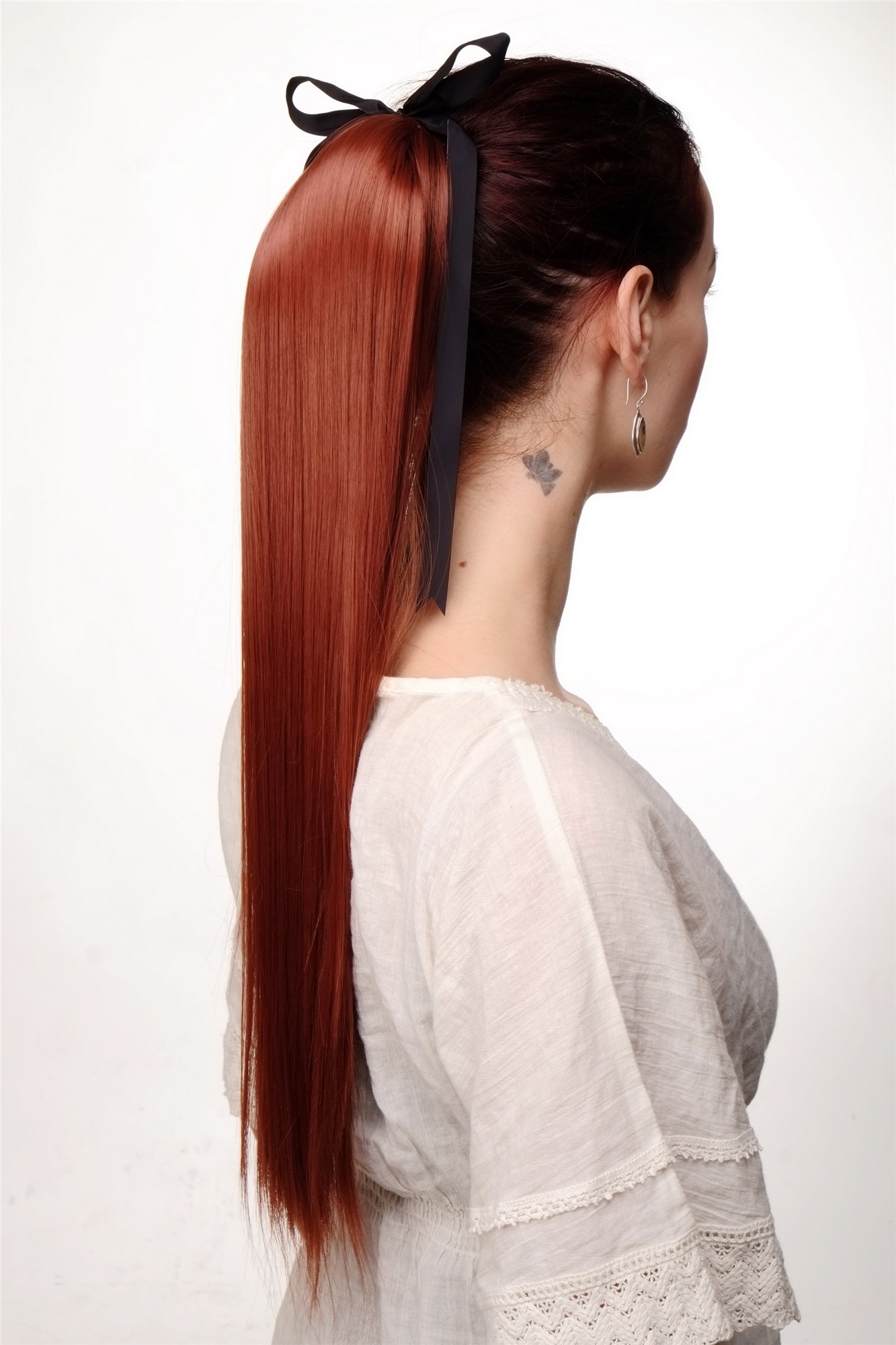 Ponytails, copper, straight, long