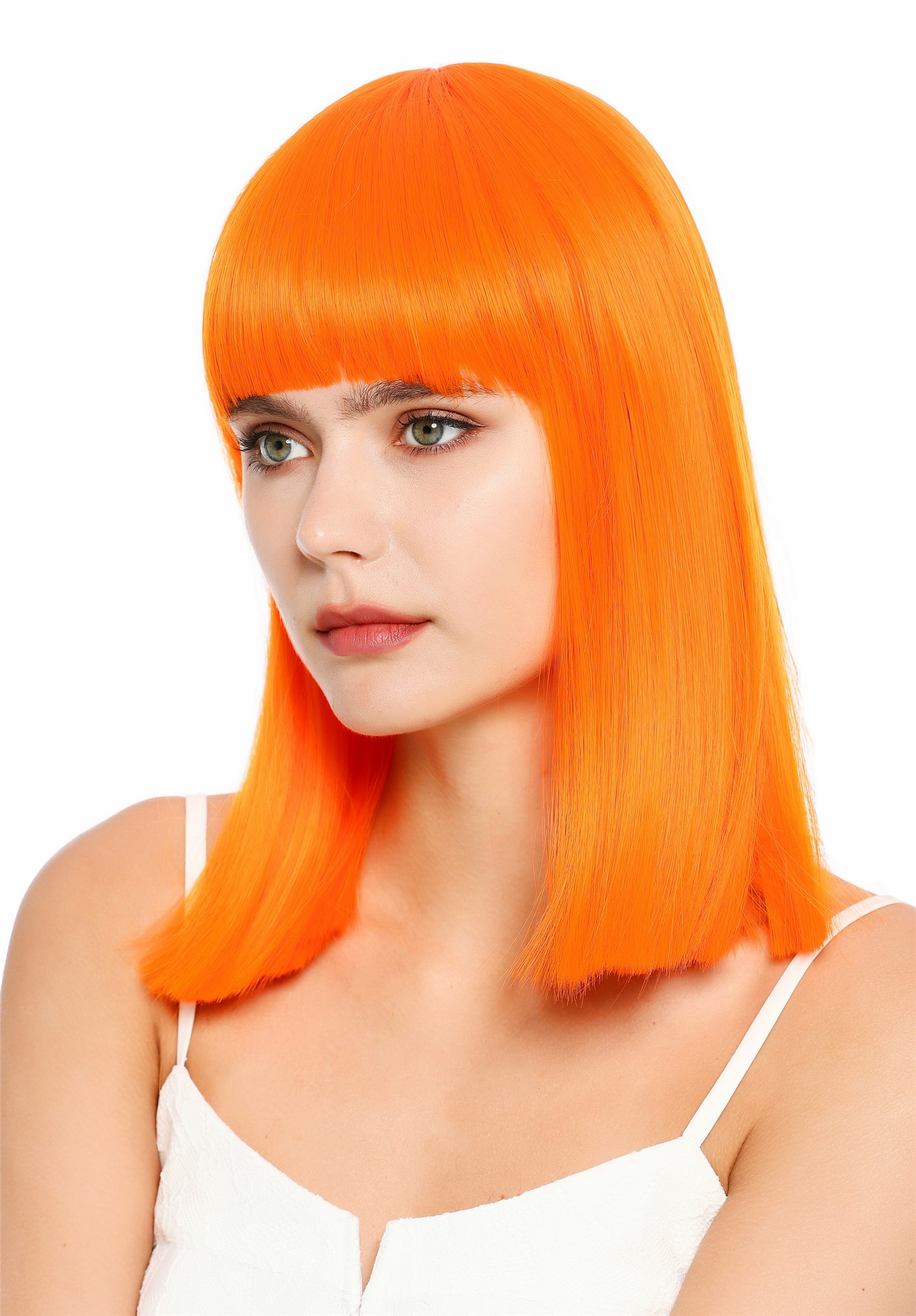 Damenperücke schulterlang blunt glatt breiter Pony Disco Orange SZL1498-DHT2202