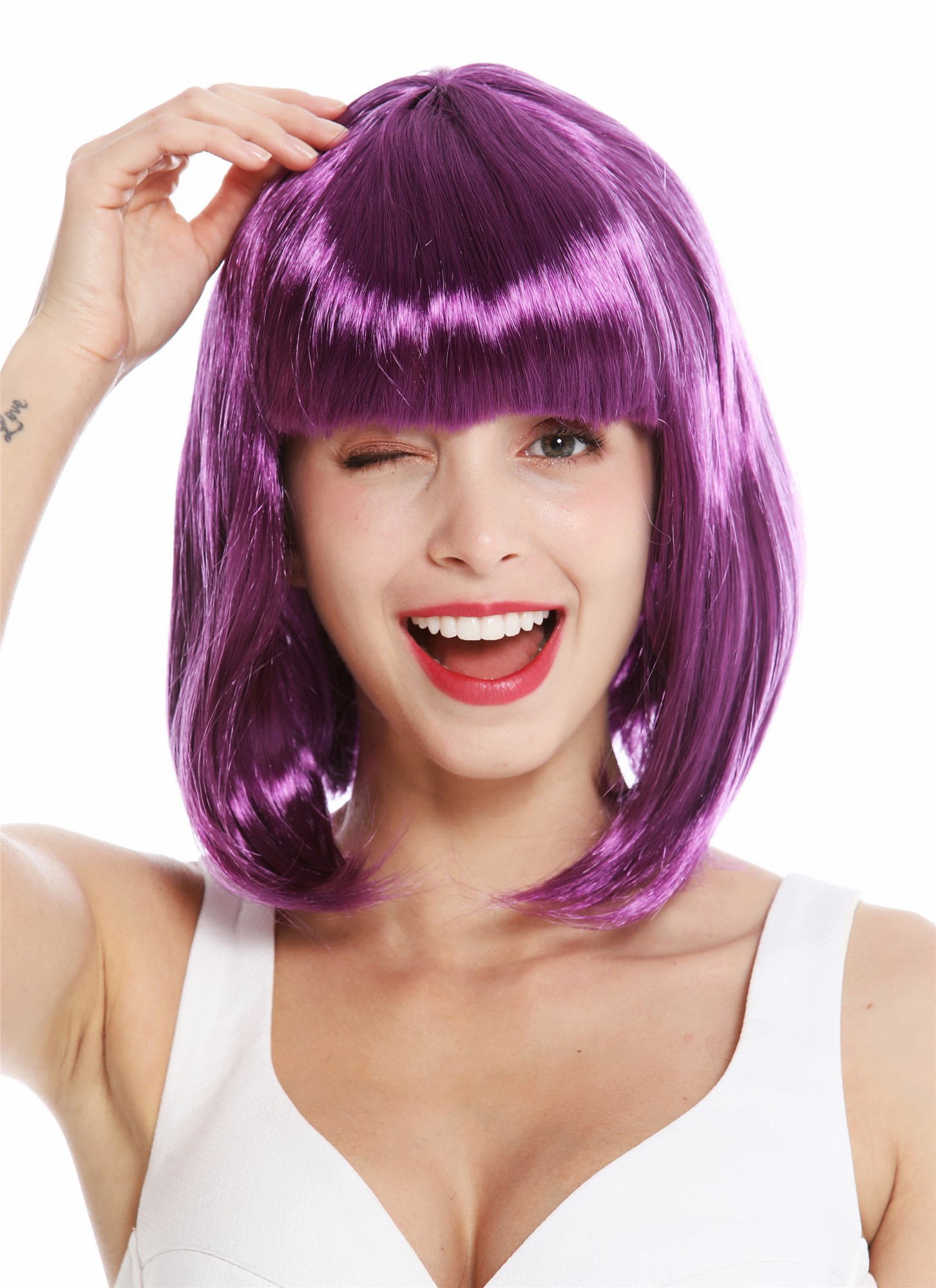 Party Wig, Ladies, blue-purple, straight, short