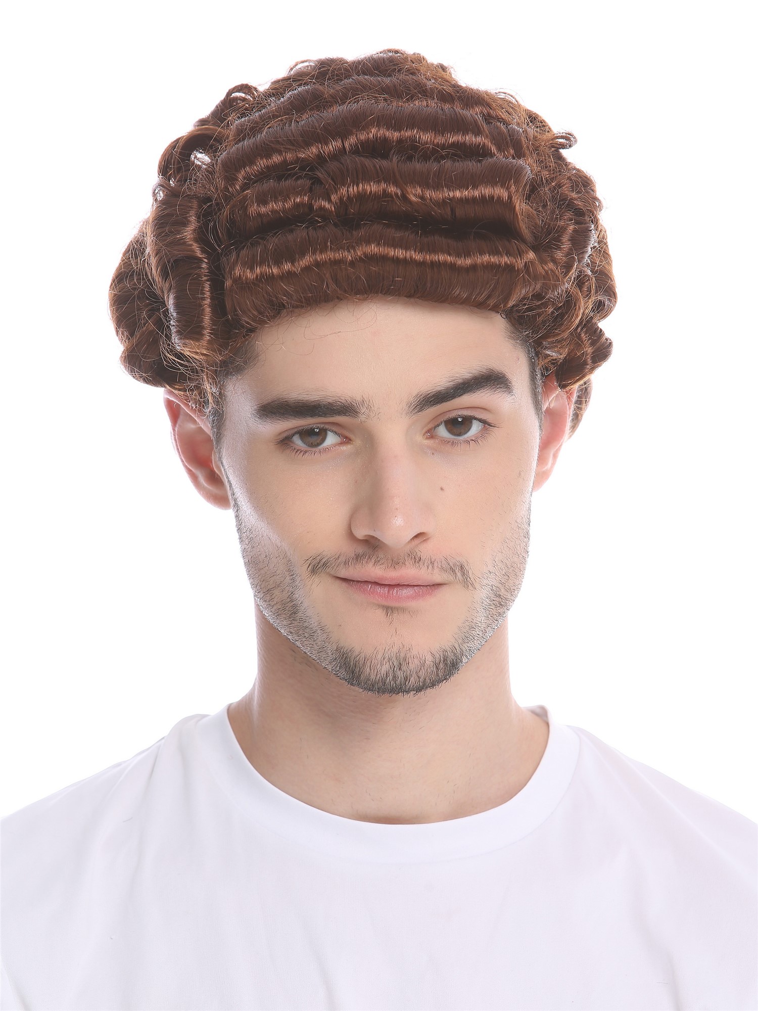 günstige Party Perücke, Barocke Herren Perücke Edelmann Dichter Zopf Mahagoni DH1126-P33, Ansicht 3, WIG ME UP: Ihr Perücken Online Shop lockige Party Perücke Braun schulterlange Haare für Herren