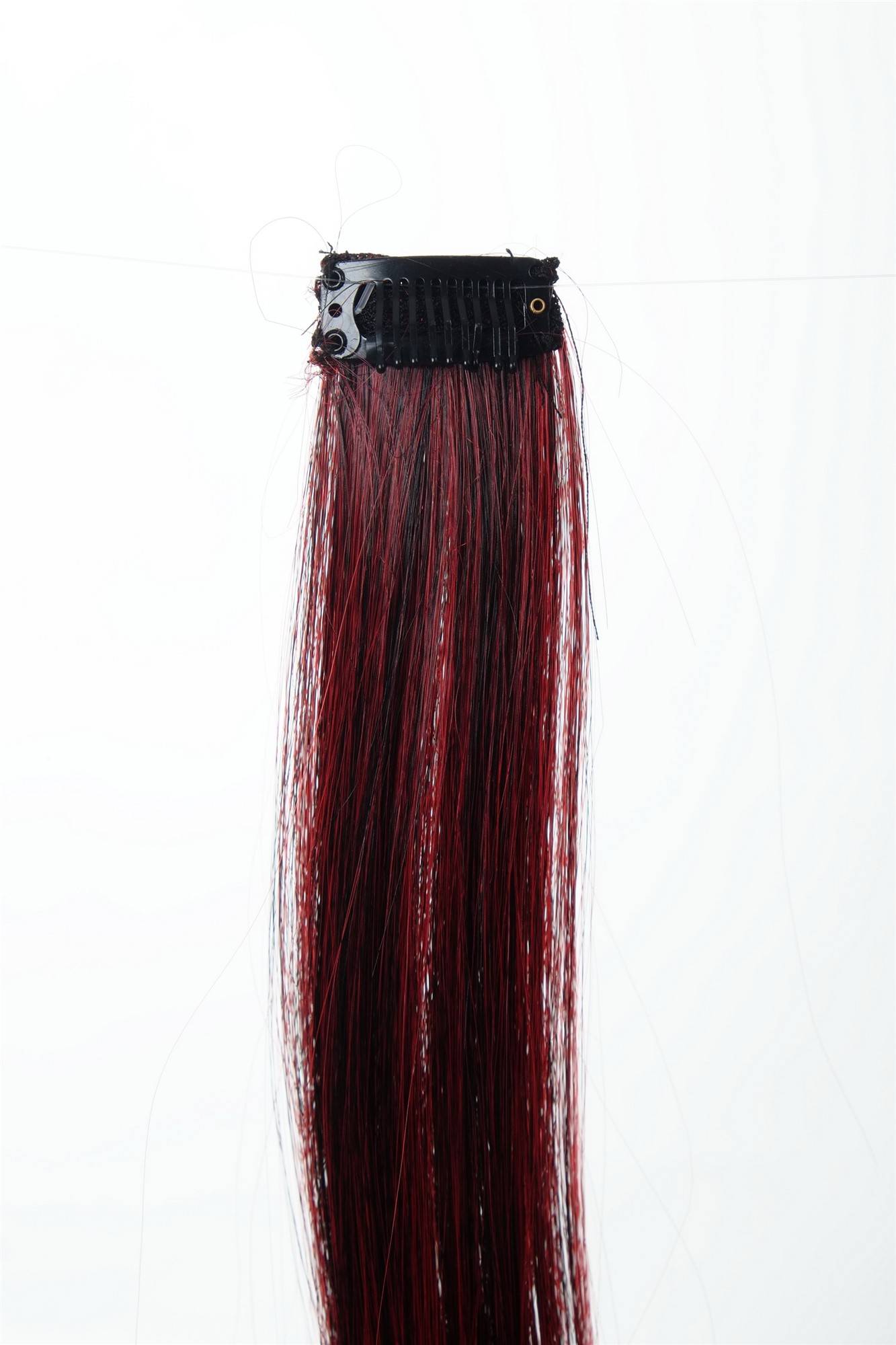 glatte Extensions Tiefschwarz-Feuerrot-Mix 45 cm lang