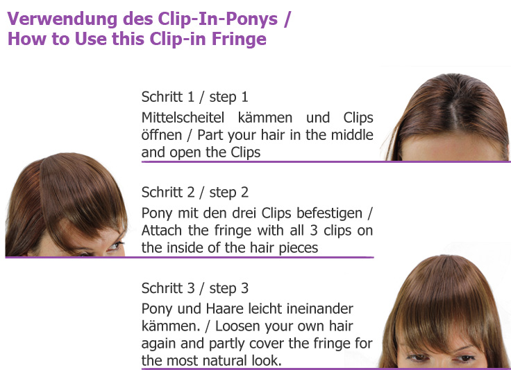 glatter Clip-In Pony verschiedene Farben 30 cm lang