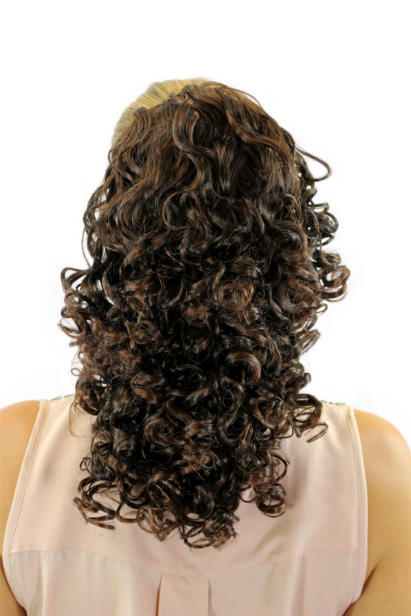 JL3022-4T33 Hairpiece PONYTAIL with comb and elastic draw string curly voluminous mahogany brown mix medium length 16", view 2, WIG ME UP: Your Perücken Online Shop Ponytails, chestnut, curled, shoulder-length