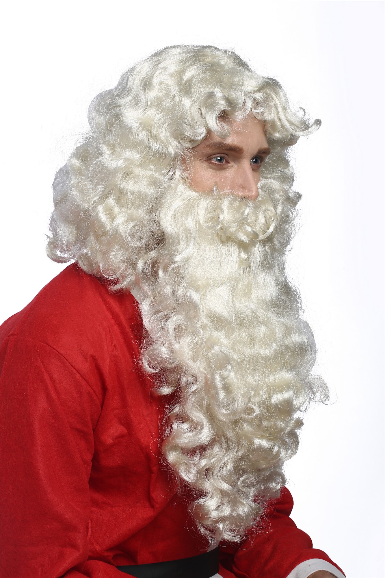 günstige Party Perücke, Perücke Bart Weihnachtsmann Santa Hellblond 46-A+B-ZA613, Ansicht 3, WIG ME UP: Ihr Perücken Online Shop lockige Party Perücke Blond schulterlange Haare für Herren