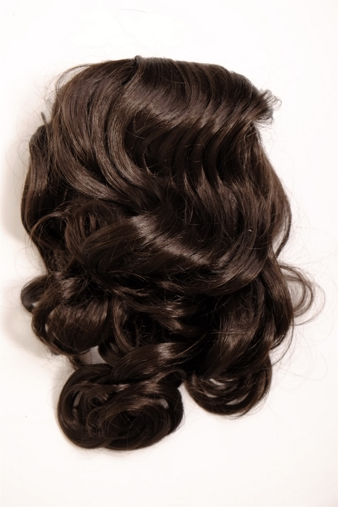 hochwertiges Haarteil gewellt halblang 1 Kamm + Gummizug Schokoladenbraun Modell: JL-3023, Ansicht 5, WIG ME UP: Ihr Perücken Online Shop welliges Zopf-Haarteil Dunkelbraun 35 cm lang