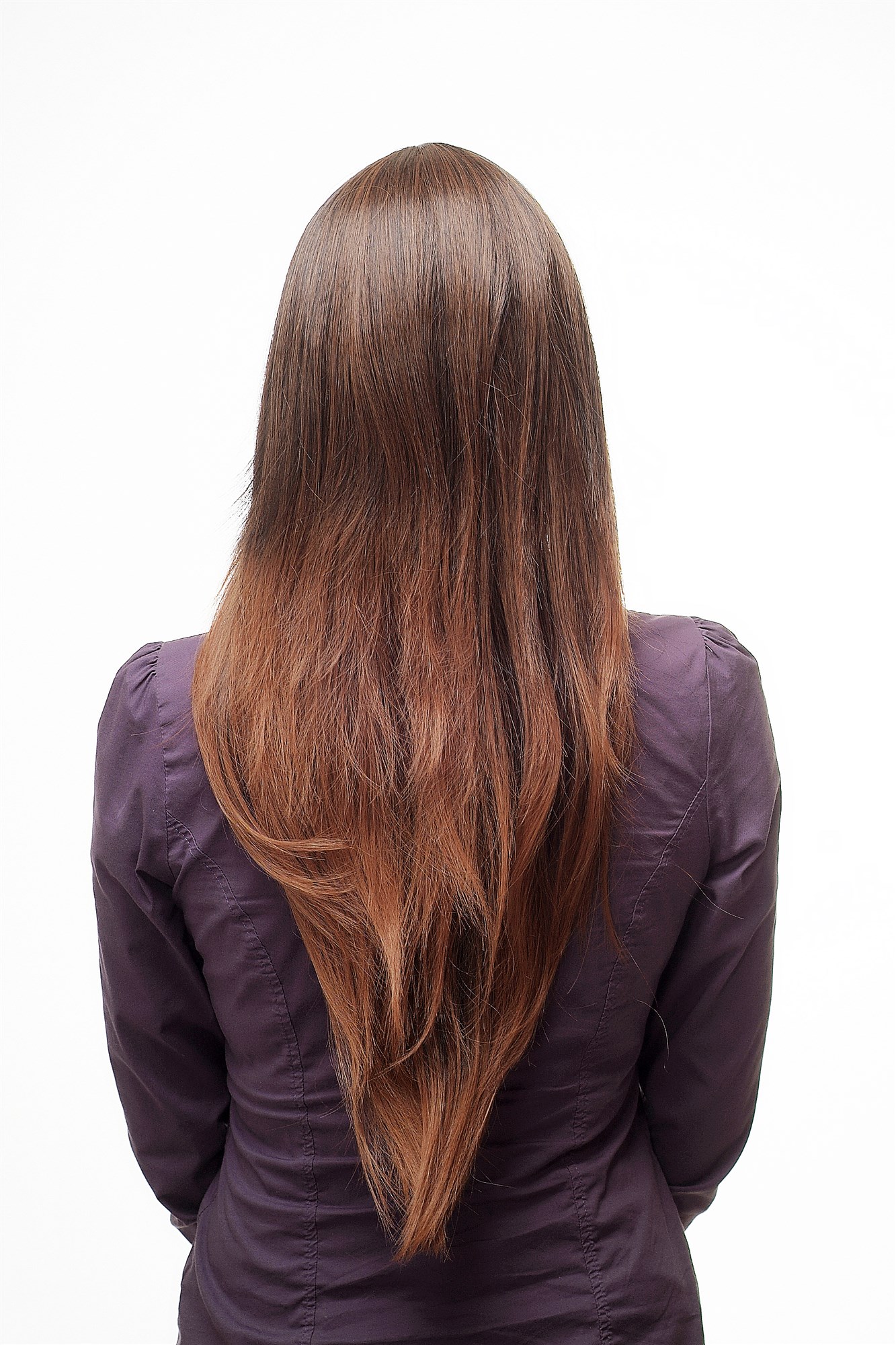 Lady  Wig long straight mixed dark brown reddish brown ends chestnut long fringe parted, view 4, WIG ME UP: Your Perücken Online Shop Quality Wigs, Ladies, Brown, straight, long