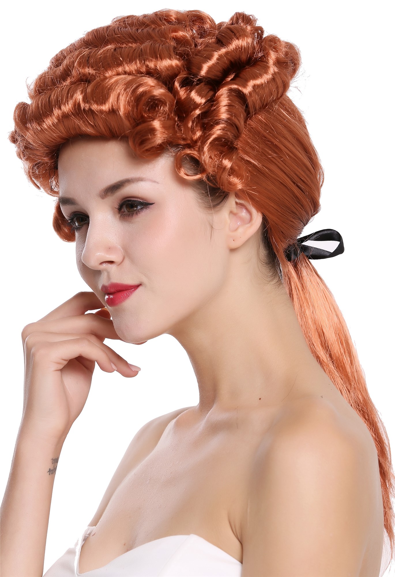 Party wig men baroque Lord Judge Poet Noble red curls ponytail  DH1126, view 6, WIG ME UP: Your Perücken Online Shop Party Wig, Men, Red, curled, shoulder-length