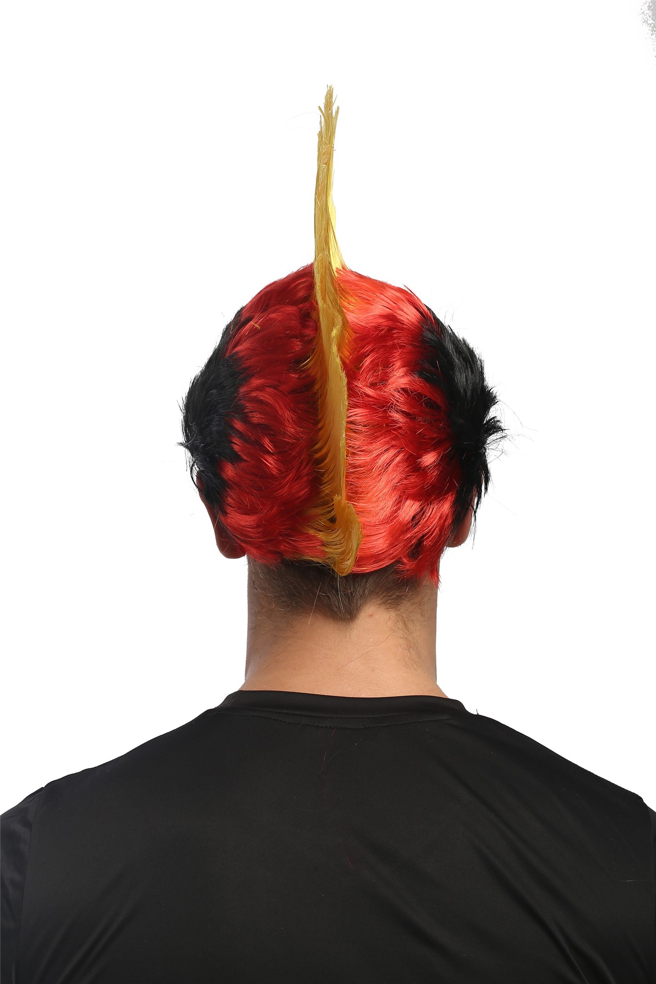 Wig Ladies Men Halloween Carnival black red yellow Soccer fan mohawk Germany Belgium, view 4, WIG ME UP: Your Perücken Online Shop Party Wig, Unisex, Gold, Red, Black, straight, short