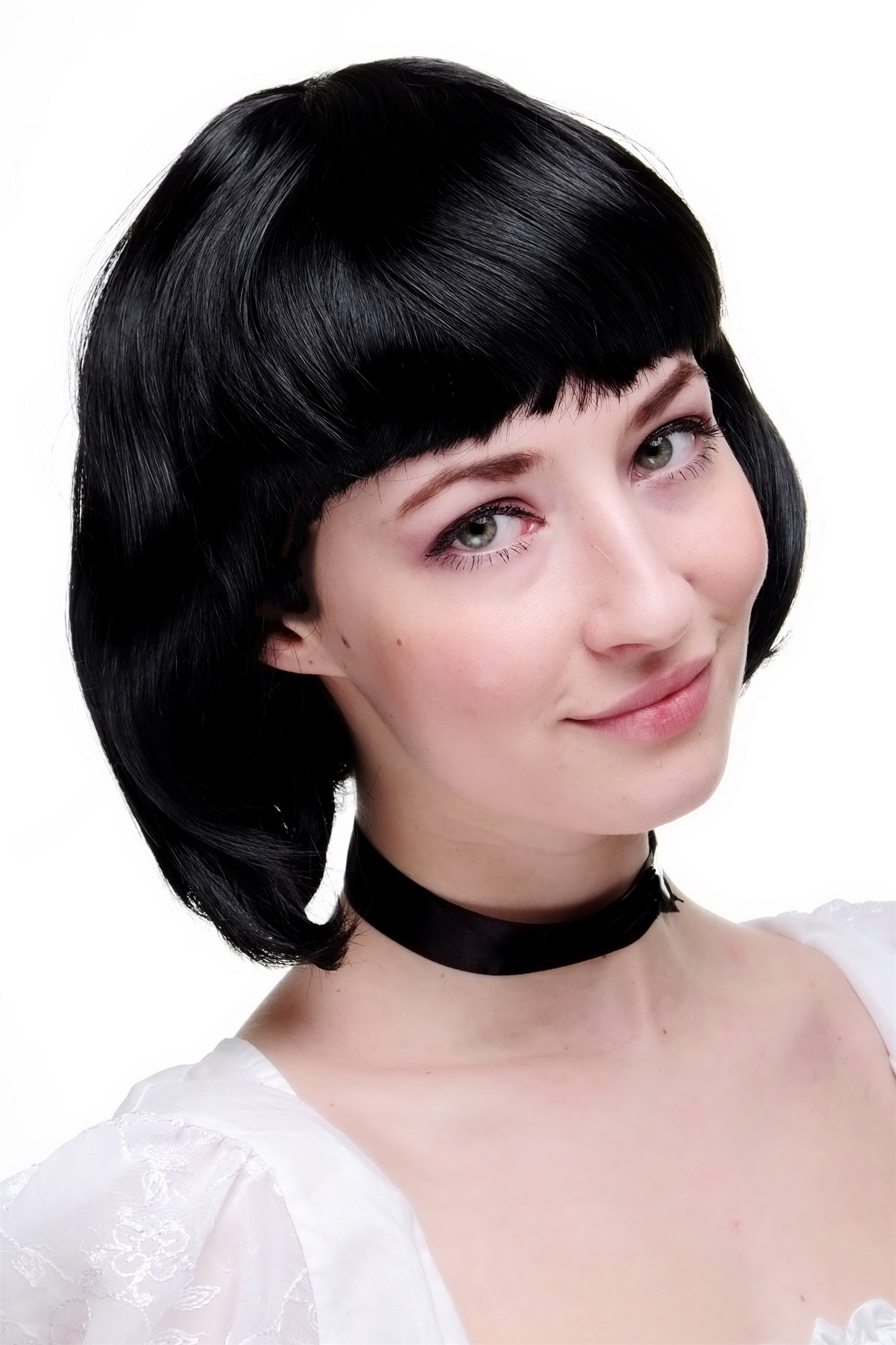 Party Halloween Disco lady women wig Bob fringe bangs short sexy black PW0114, view 2, WIG ME UP: Your Perücken Online Shop Party Wig, Ladies, Black, straight, short