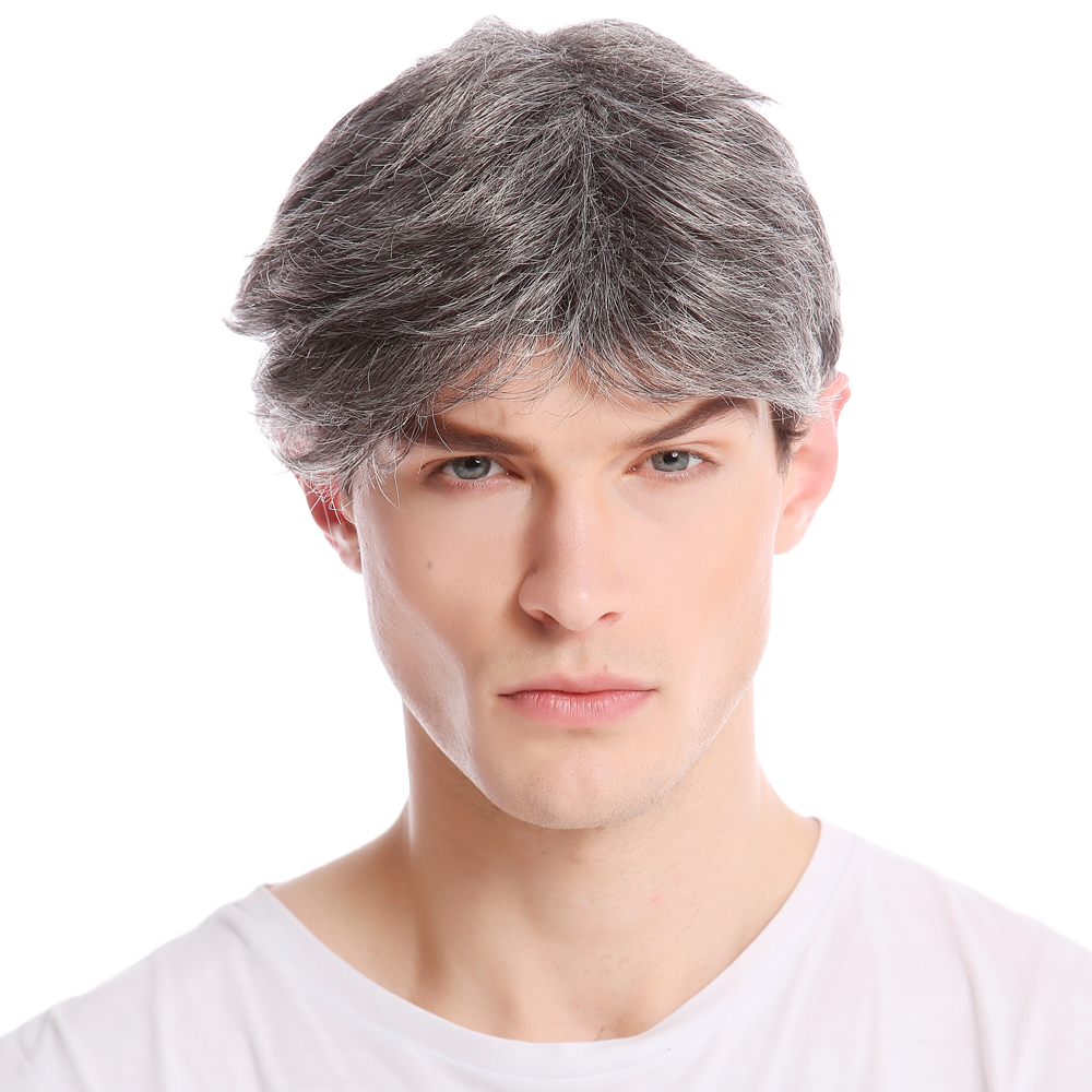 Category for human hair men's wigs Gray men's wig with short hair