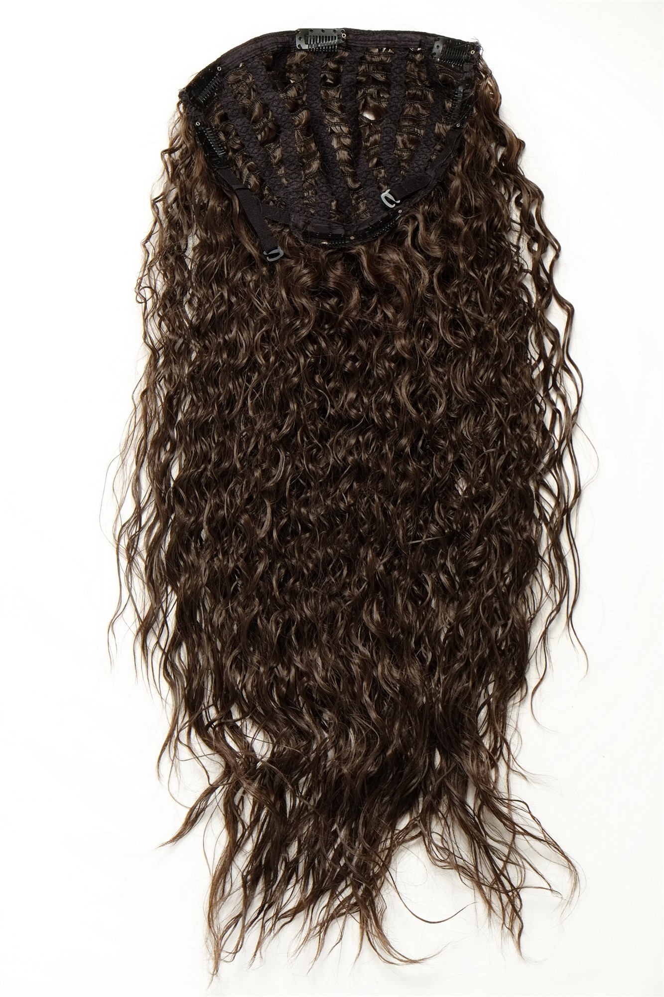 Halfwig, medium brown, curled, long