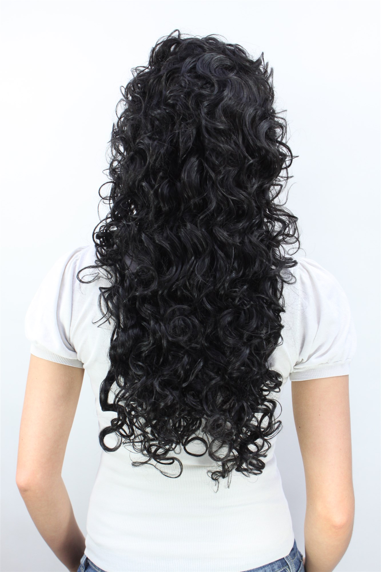 Lady wig women off black long curley curls curled latin Caribbean beauty 9229, view 3, WIG ME UP: Your Perücken Online Shop Quality Wigs, Unisex, black-brown, curled, long