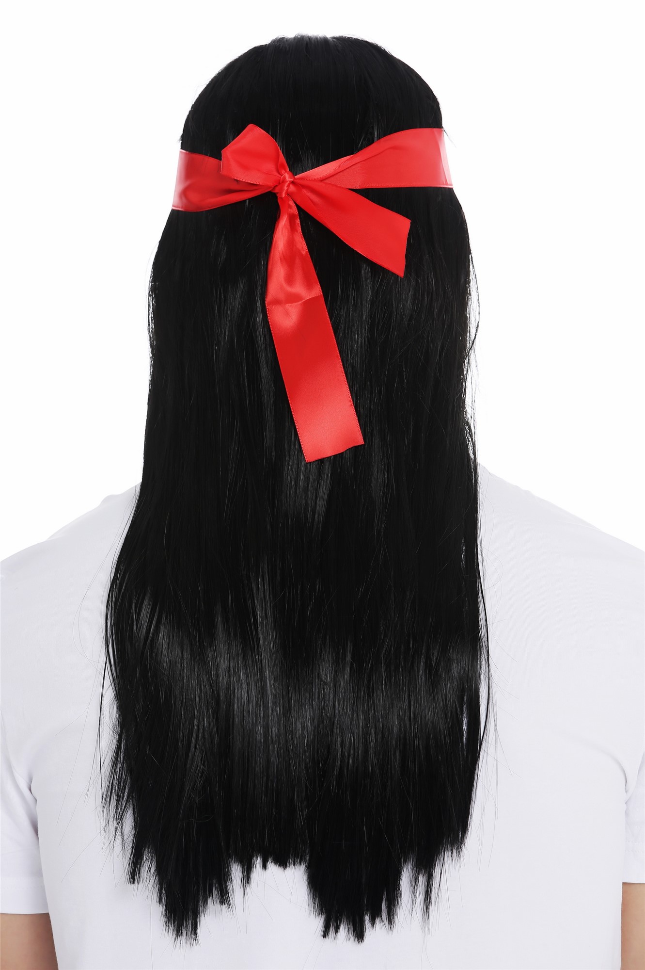 Wig men women 70's Native American black sleek middle parting head band 7093, view 7, WIG ME UP: Your Perücken Online Shop Party Wig, Unisex, pitch black, straight, long