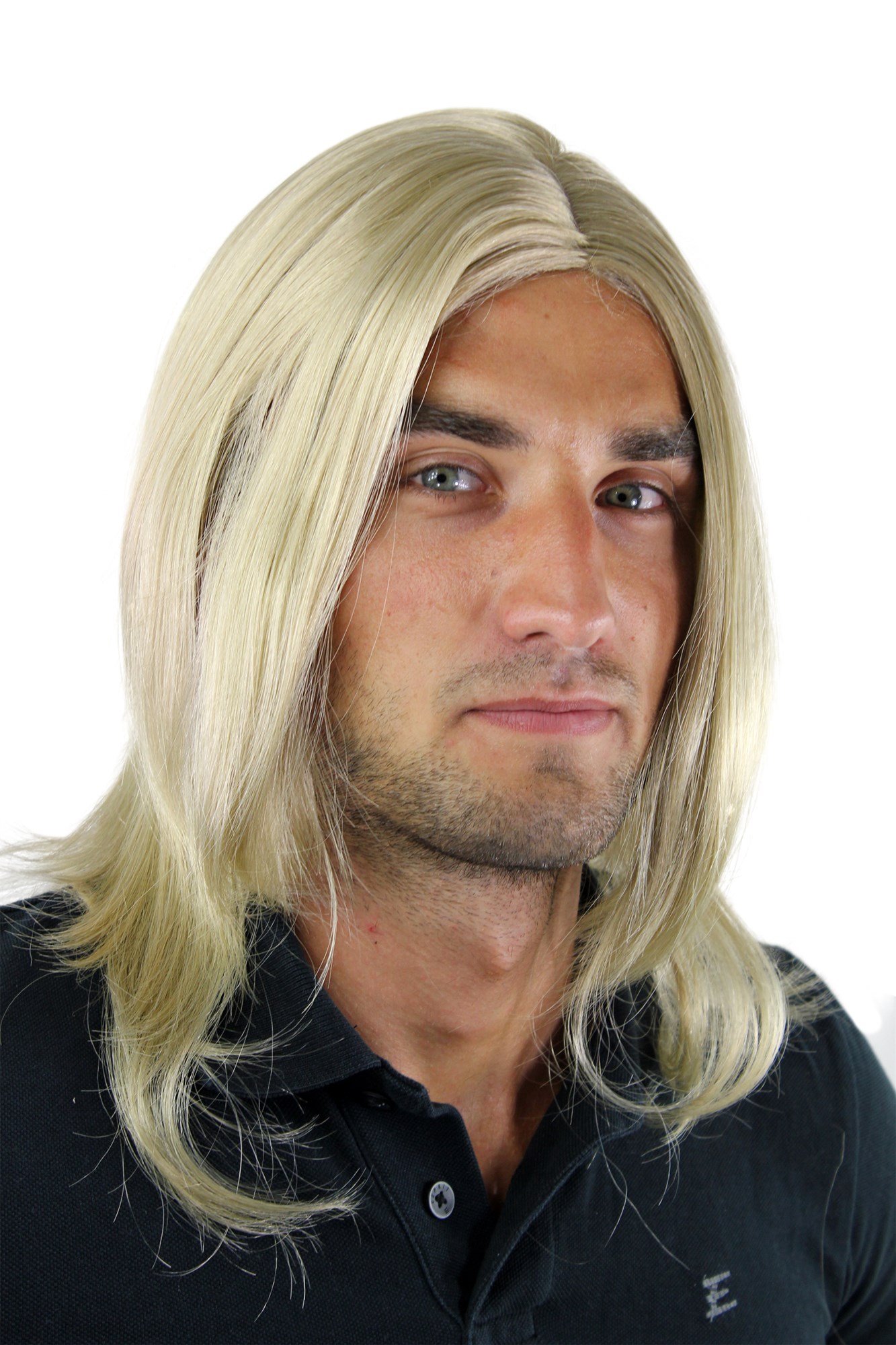 Men's WIG (for Men or Unisex) HIGH  synthetic BLOND longer hair long parting INDIE youthful, view 5, WIG ME UP: Your Perücken Online Shop Quality Wigs, Men, Blonde, straight, shoulder-length