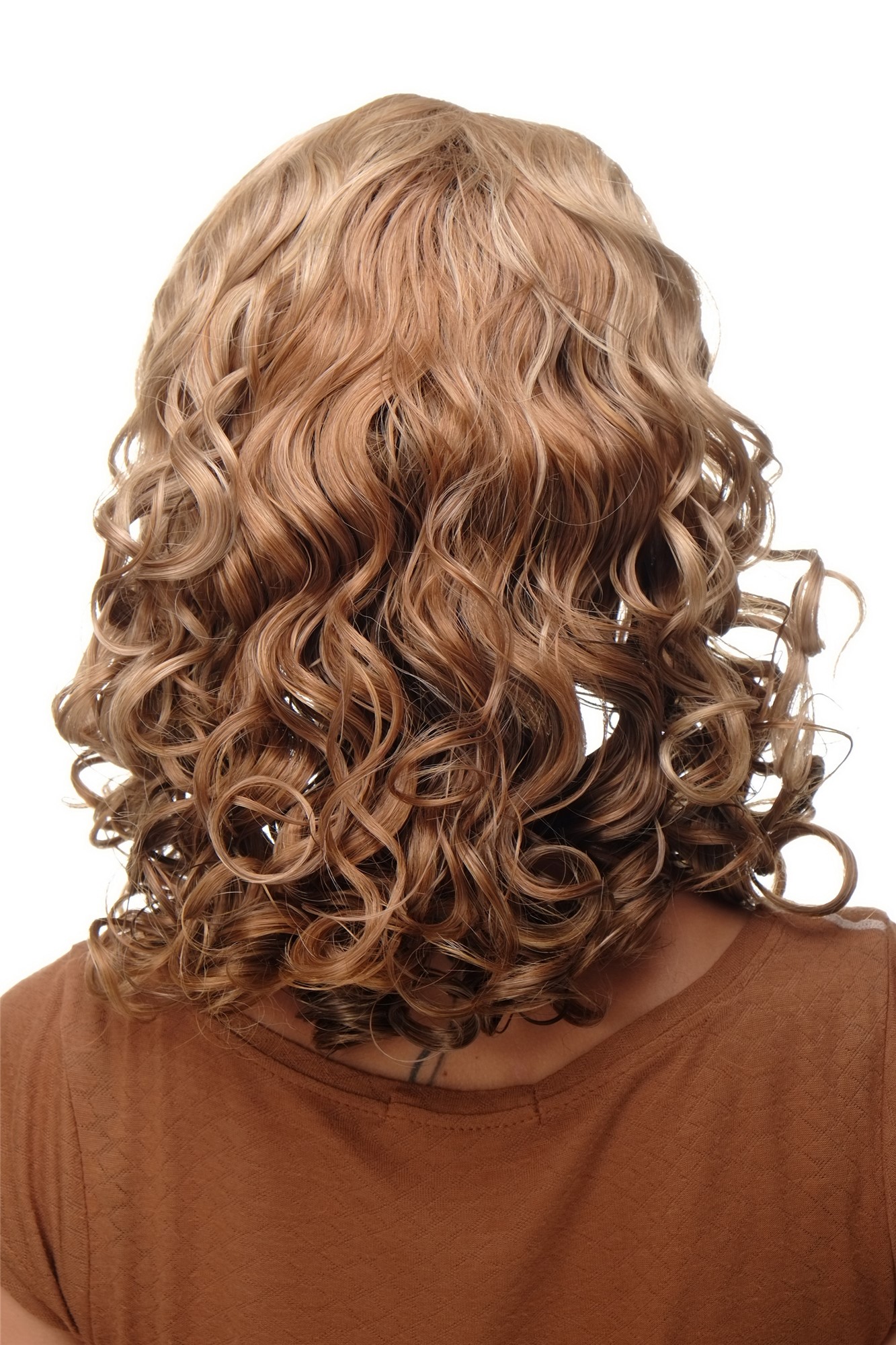 hochwertige Qualitätsperücken, Perücke Stirnband Blond-Mix Locken Schulterlang BRO-704-G15, Ansicht 4, WIG ME UP: Ihr Perücken Online Shop lockige Tressen-Perücke mit Stirnband Blond-Mix schulterlange Haare für Damen